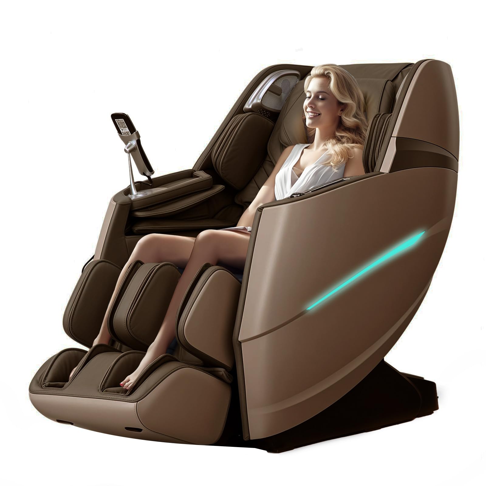 HealthRelife 4D Massage Chair Full Body Zero Gravity Recliner - 55“ SL-Track,20 Auto Modes,11 Massage Technique,40 Airbags Massage,with Yoga Stretch,APP Control,Negative Oxygen lons（Grey）