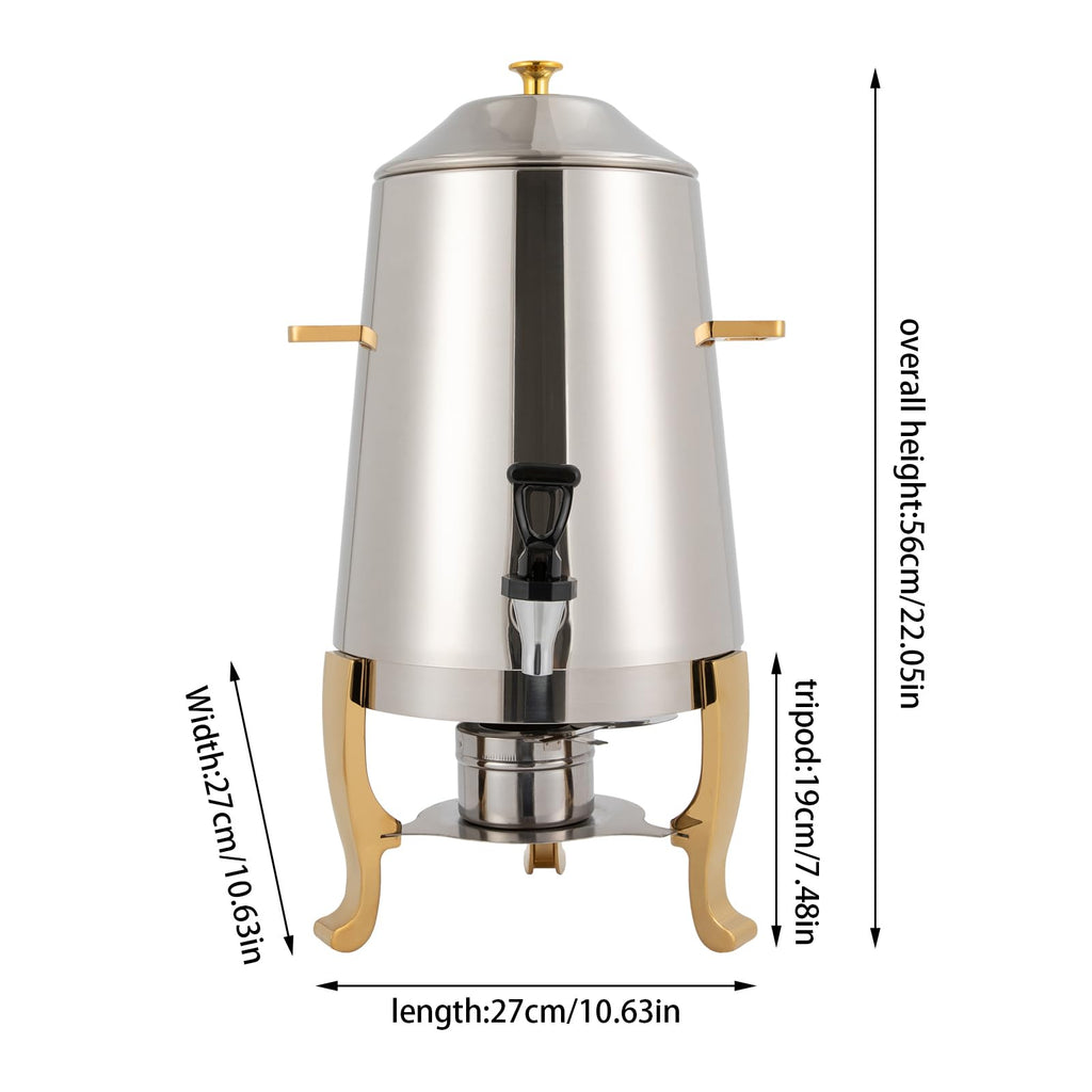3.4 Gallon Stainless Steel Hot Beverage Drink Dispenser Can, Electric Coffee Urn with Fuel Holder 2-Way Continuous Heating, Tea Water Coffee Chafer Urn with Spigot for Parties Buffet Catering