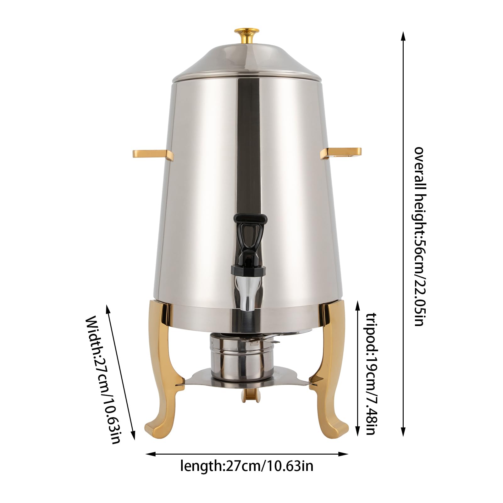 3.4 Gallon Stainless Steel Hot Beverage Drink Dispenser Can, Electric Coffee Urn with Fuel Holder 2-Way Continuous Heating, Tea Water Coffee Chafer Urn with Spigot for Parties Buffet Catering