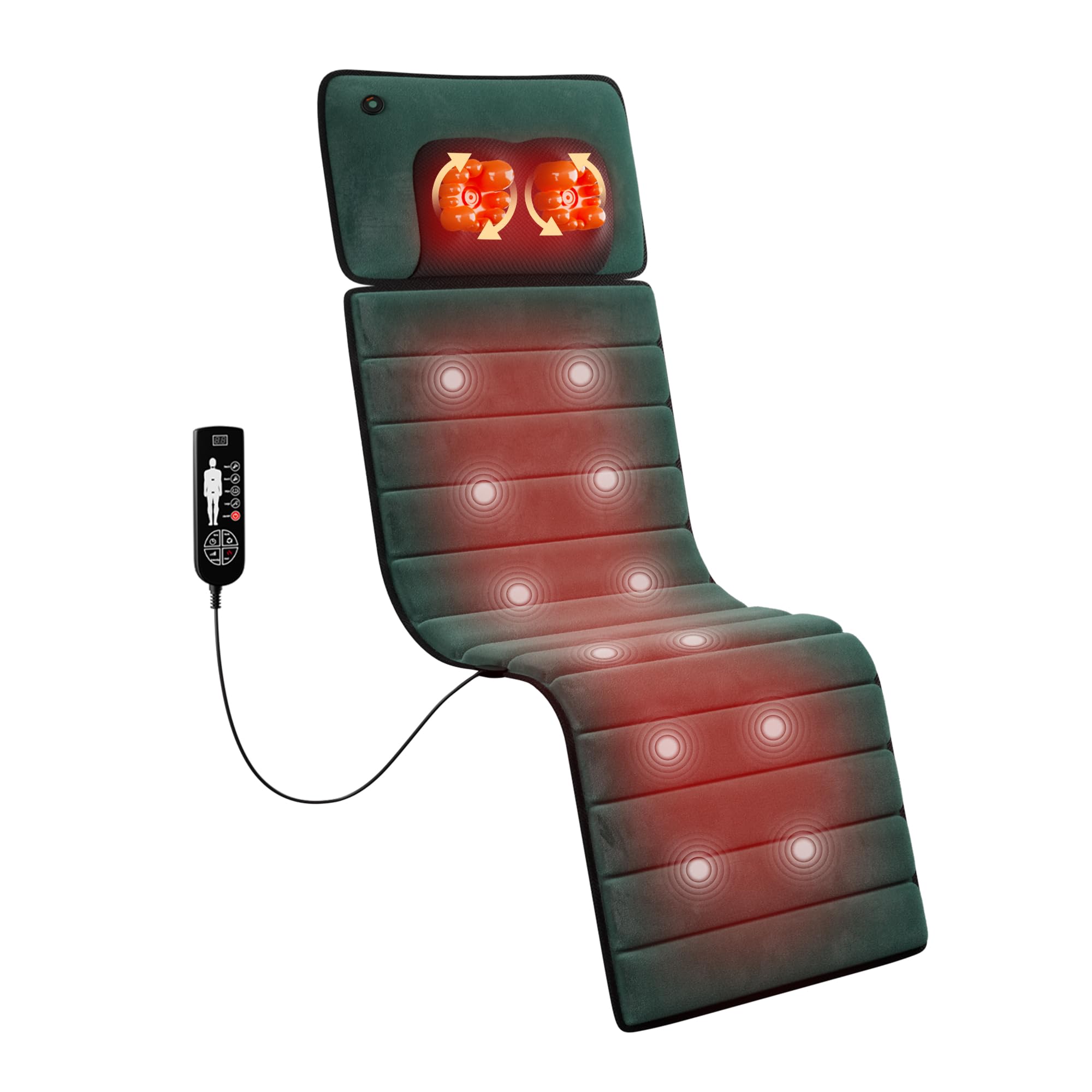 Full Body Massage Mat with Heat, Detachable Massager Pad Deep Tissue Pain Relief,10 Vibrating Motors for Relaxation at Home or Office