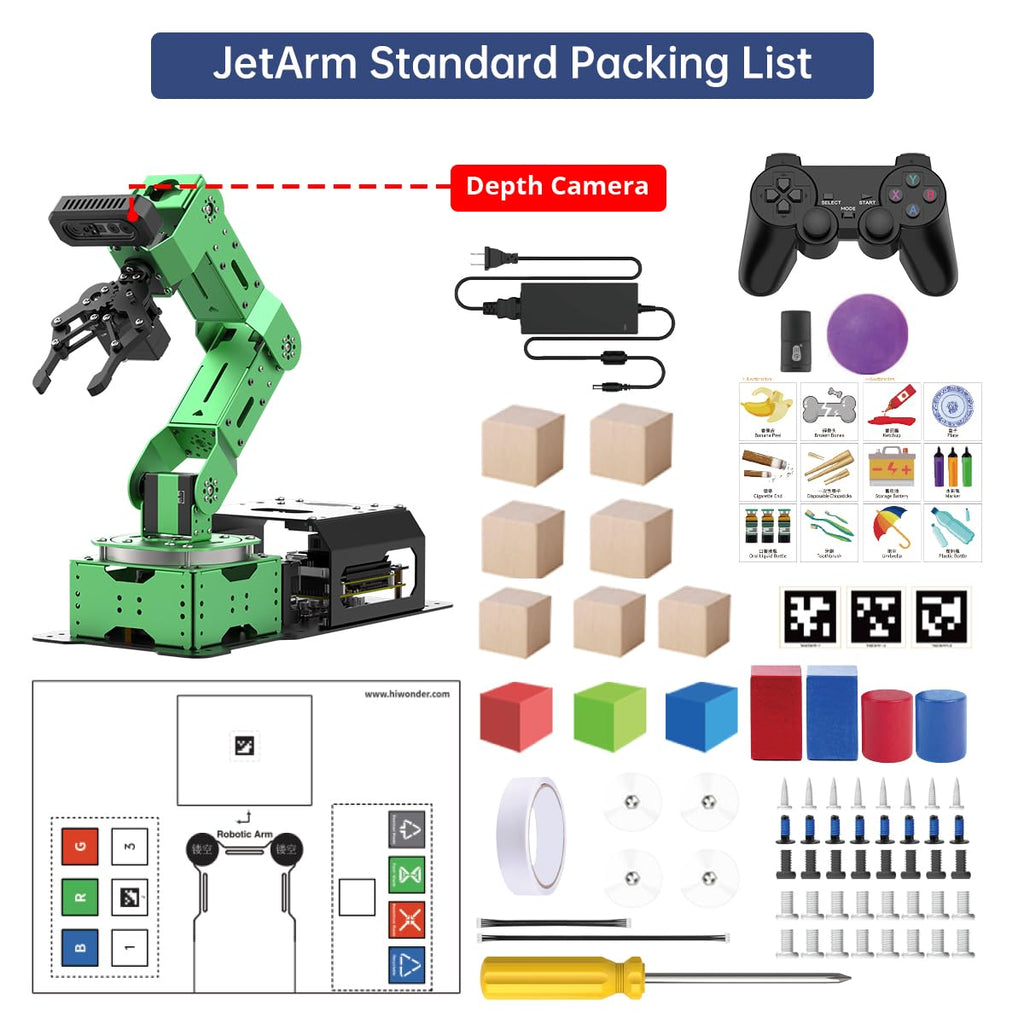 HIWONDER ROS2 ChatGPT Robotic Arm 6DOF Flexible Smart Robot Large AI Models Programming Robot Arm Kit ROS Education AI Vision & Voice Command Scene Understanding, JetArm Ultimate & Jetson Nano 4GB