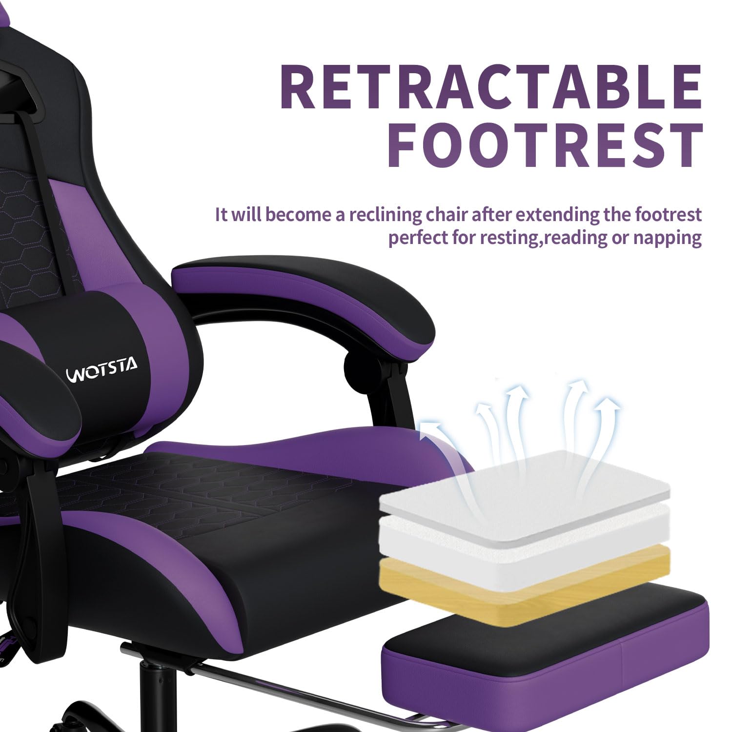 Gaming Chair with Massage,Ergonomic PC Gaming Chair with Footrest Comfortable Headrest and Lumbar Support, High Back, 300LBS (Grey)
