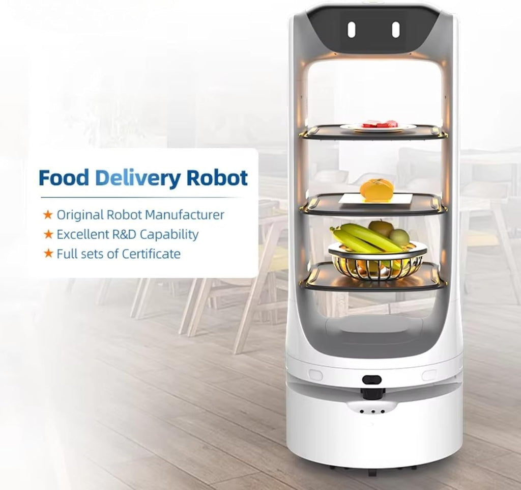 Food delivery Robots, Featuring a Modular Design and Intelligent Elevator Interface, can Carry Various Items Such as Meals, Medicine, and documents.