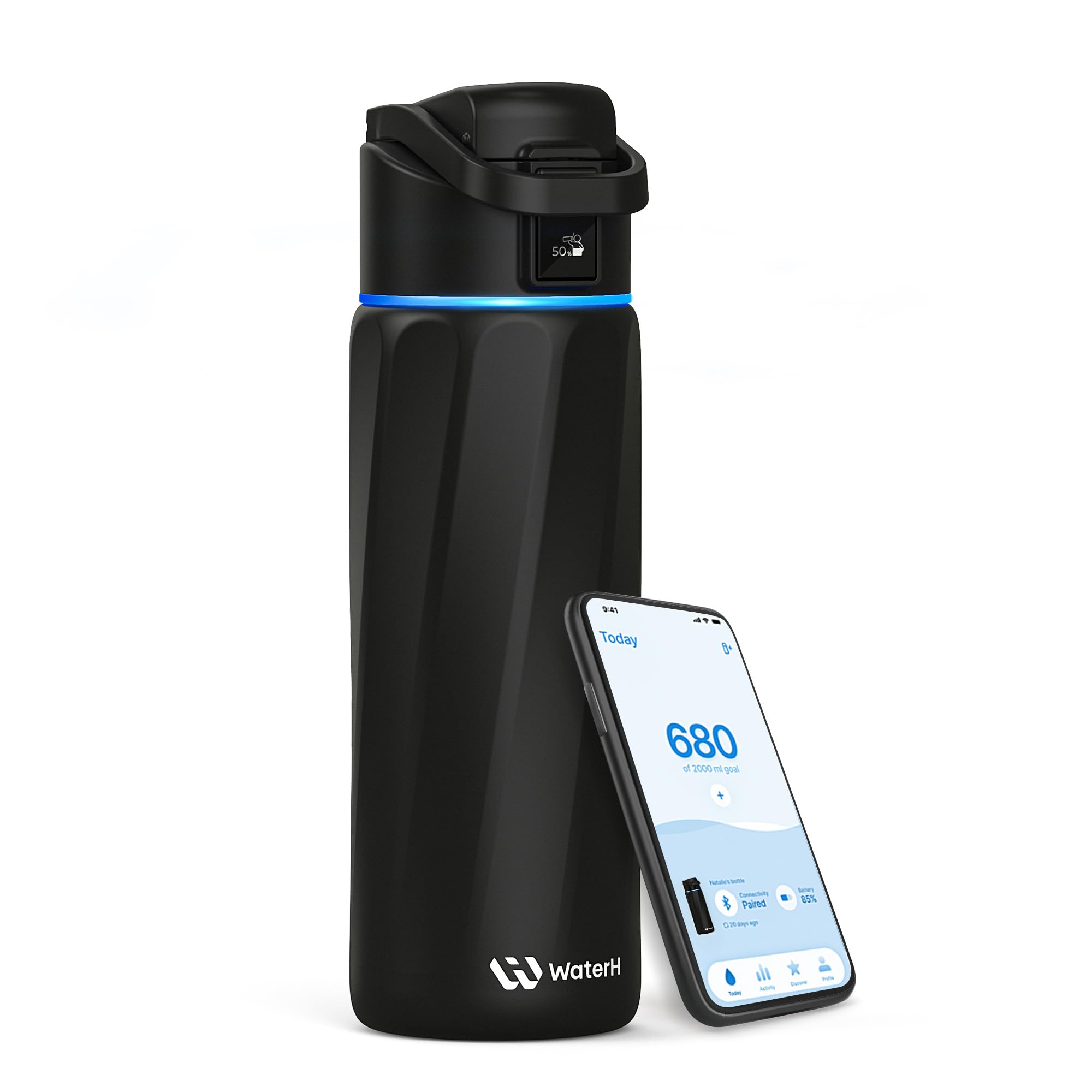 BOOST Smart Water Bottle that Reminds You to Drink, 24oz BPA-Free Stainless Steel Vacuum Insulated, Wide Mouth Water Tracker Bottle with APP for School, Gym, Office, Ideal for Father's Day