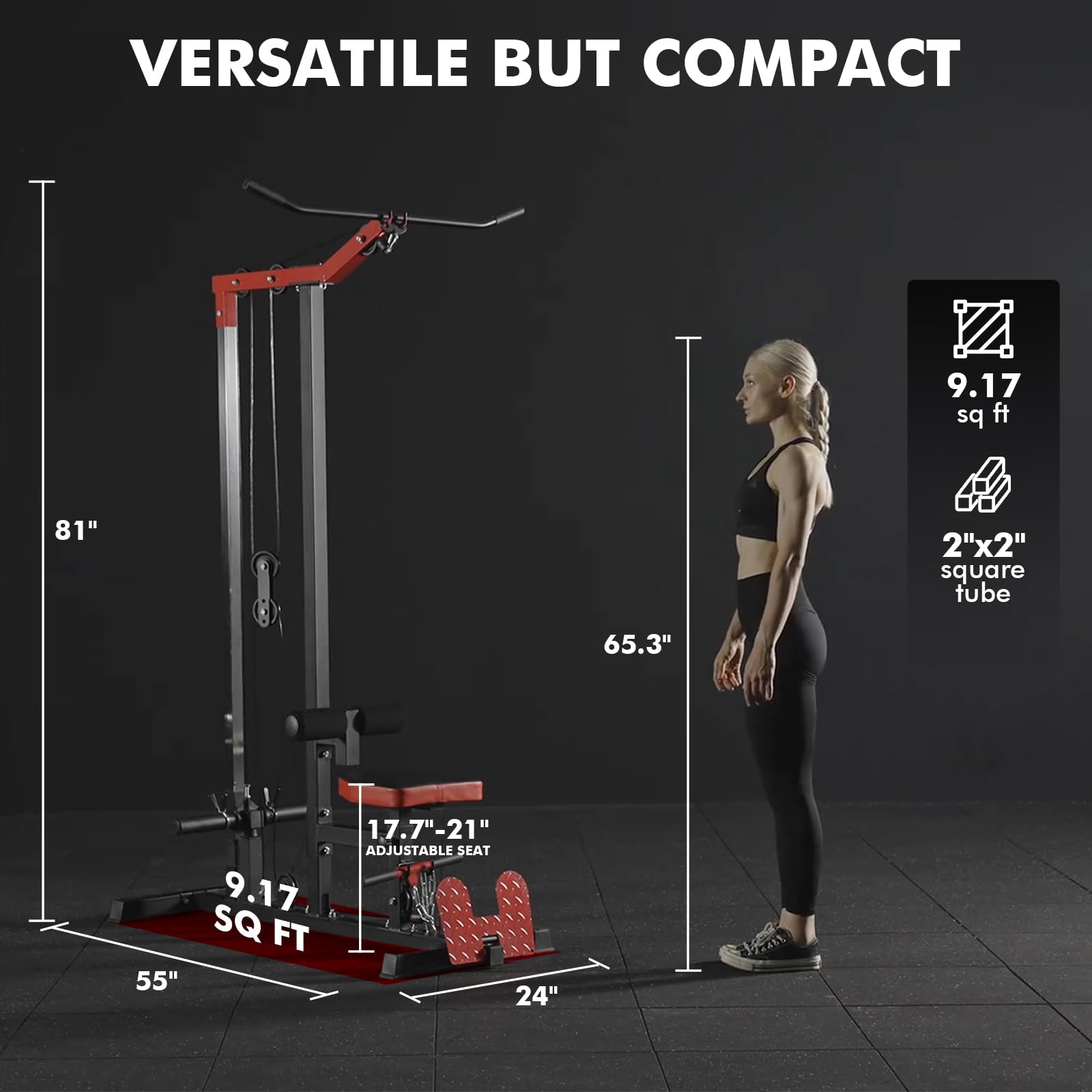 Mikolo LAT Pulldown Machine, LAT Row Cable Machine with Leg Hold Down Attachment, LAT Tower with Cable Row Attachment, Cable Machine Home Gym