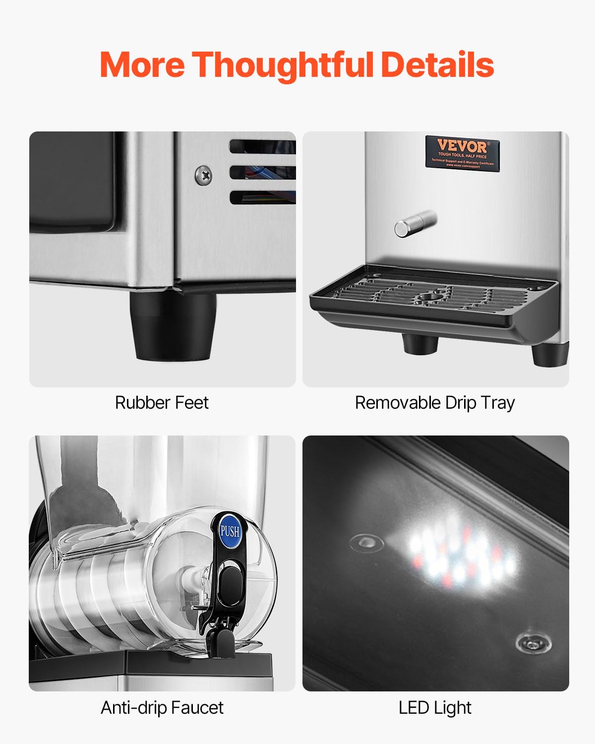 VEVOR Slushie Machine, 15L Single Tank Commercial Margarita Machine, 60 Cups Stainless Steel Margarita Smoothie Frozen Drink Machine, Slushy Machine for Home Party Restaurants Cafe Bars