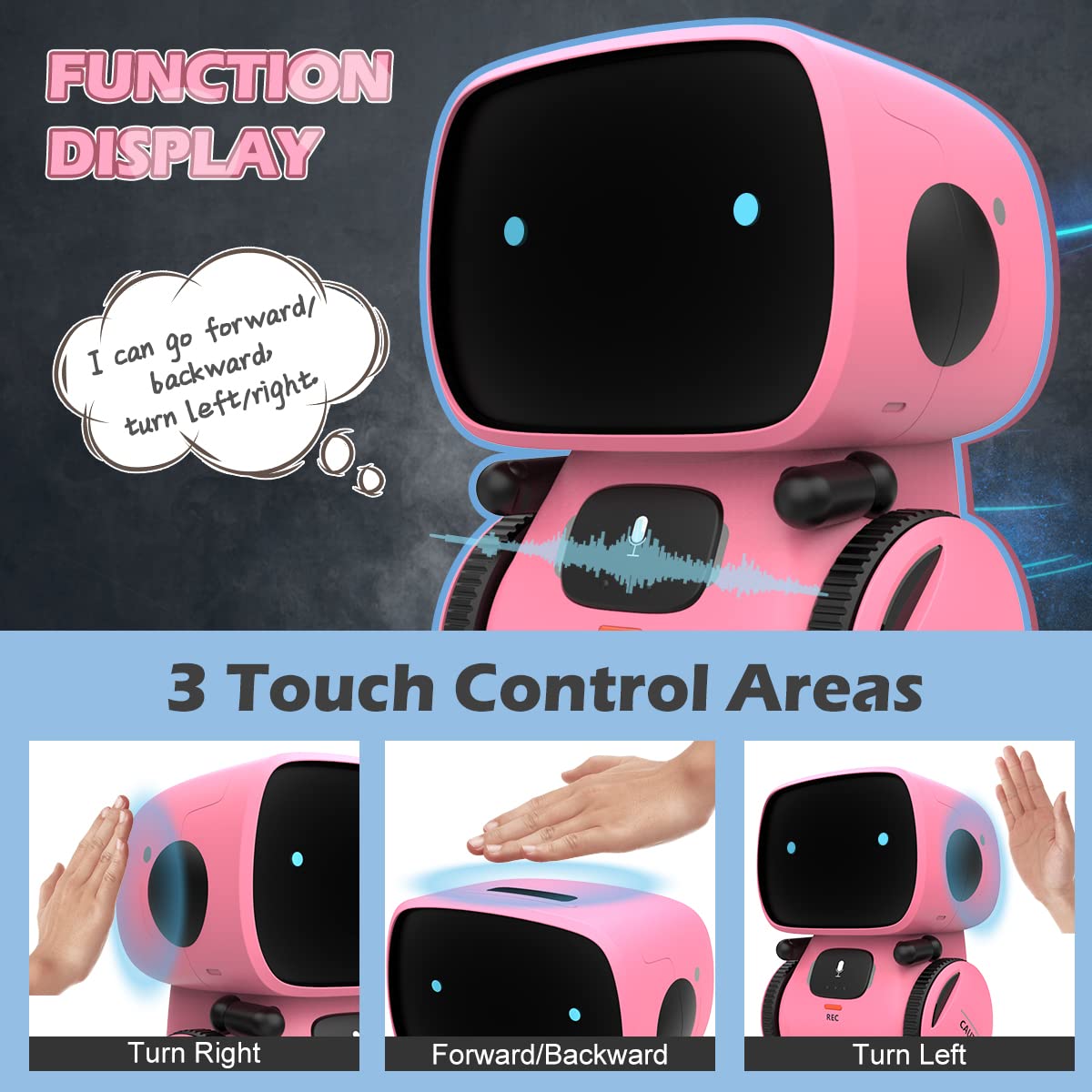 KaeKid Robots for Kids, Interactive Smart Robotic with Touch Sensor, Voice Control, Speech Recognition, Singing, Dancing, Repeating and Recording, Robot Toy for 3 4 5 6 7 8 Year Old Boys Girls