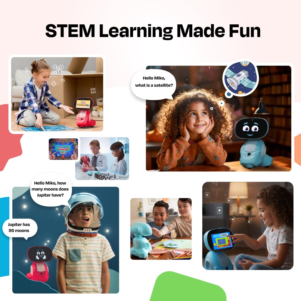 Miko 3 AI Robot for Kids – Smart Educational & STEAM Learning Robot with Interactive Apps, Games, Stories & Activities for Girls & Boys Ages 5–10 | Red