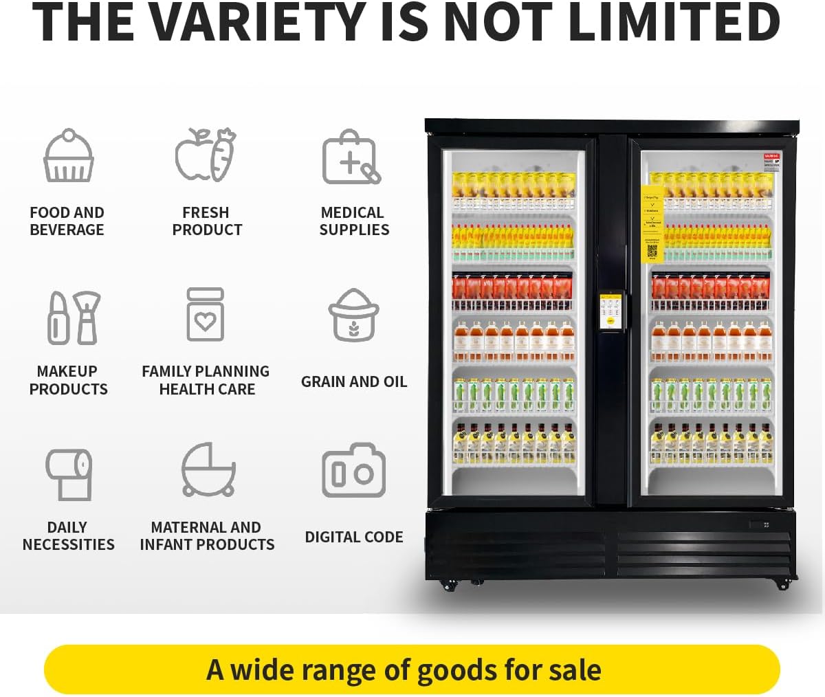HAHA Large Vending Machine, Self-Service Refrigerated Cabinet, Double Door Display Smart Cooler with POS/NFC Payment for Operator/Unmanned Stores/Factory (864 Bottle Capacity)