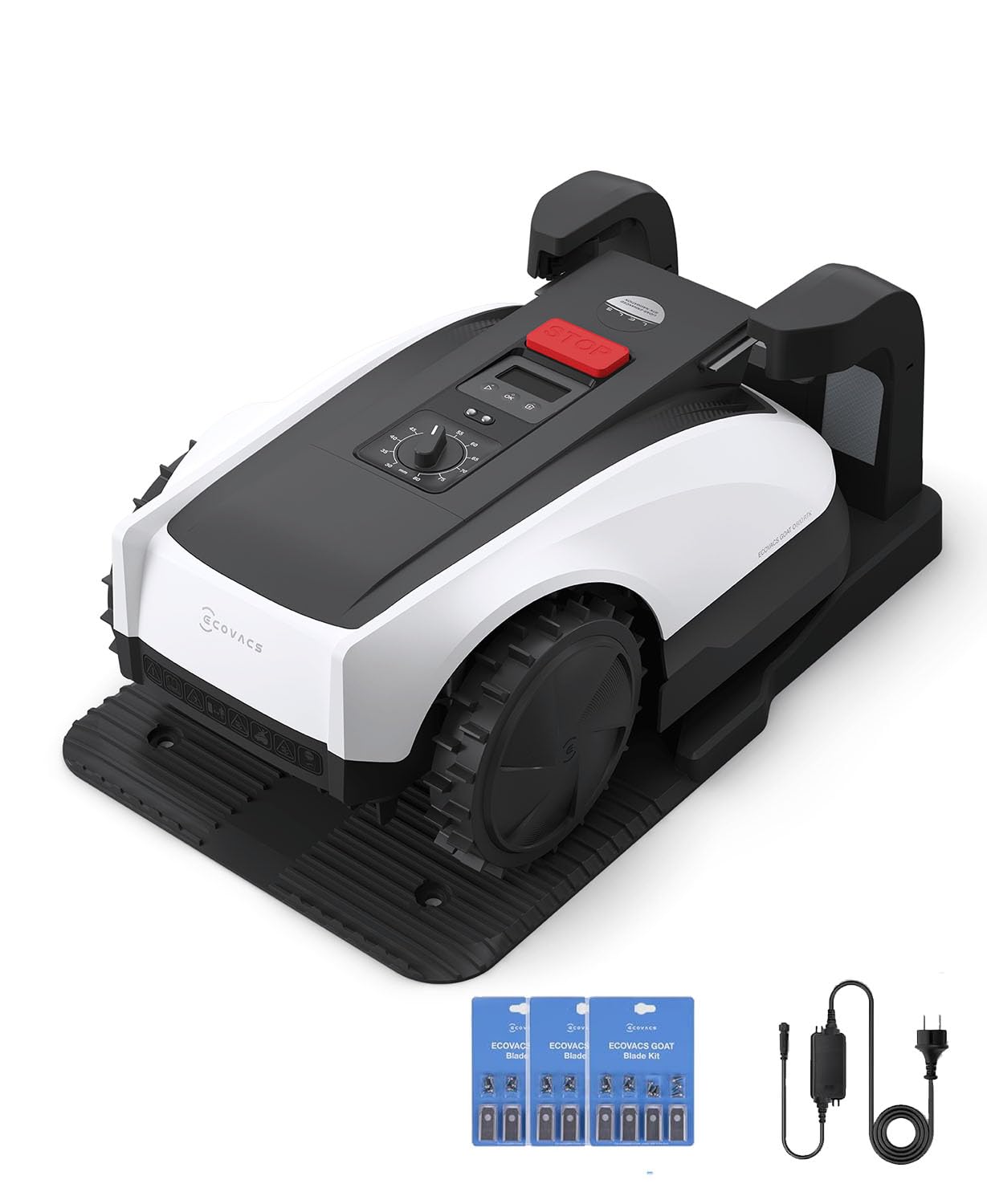 ECOVACS Goat A3000 LiDAR PRO Robotic Lawn Mower for Up to 3/4 Acre, 7500 mAh Battery with 189W Fast Charging, Wire-Free Dual-LiDAR Navigation, Built-in TruEdge Edge Trimmer, Smart App Control