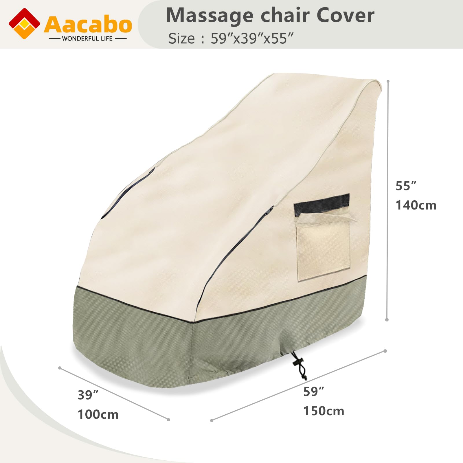 Massage Chair Cover 600D Oxford Cloth Full Body Shiatsu Massage Chair Protective Cover with Drawstring Waterproof Dustproof