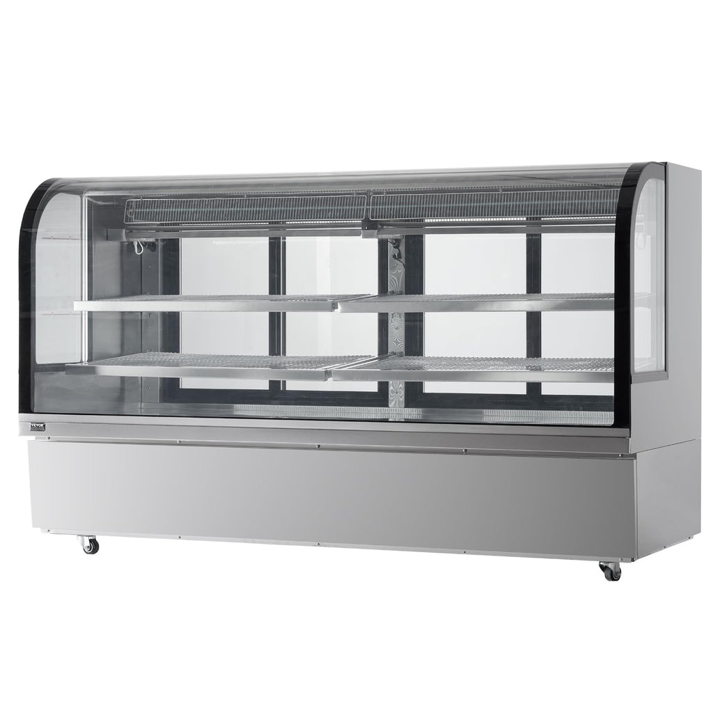 VEVOR Refrigerated Display Case, 3.5 Cu.Ft./100L, 2-Tier, Countertop Pastry Display Case Commercial Display Refrigerator with LED Lighting, TURBO Cooling, Frost-Free Air-Cooling, Rear Sliding Door