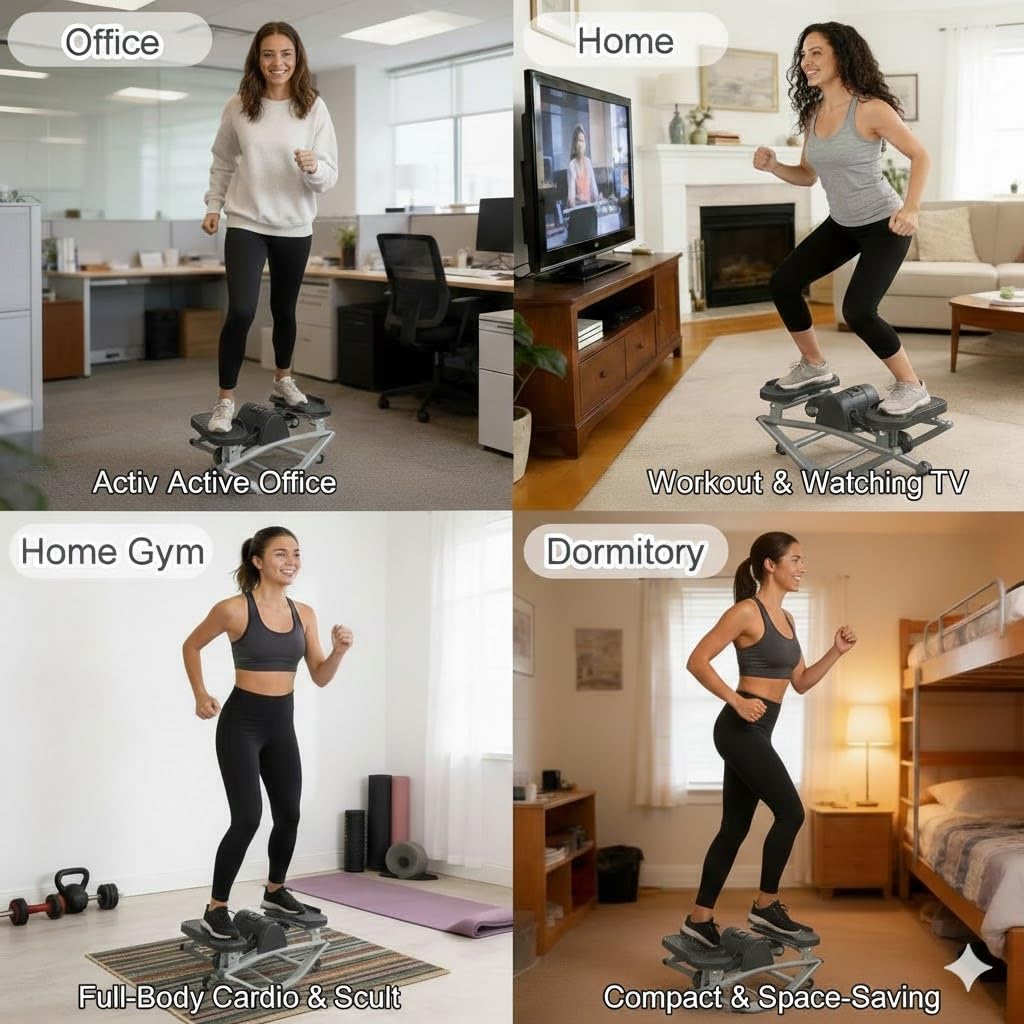 Woodye Lateral Thigh Trainer & Ski Simulator - U-Shaped Side Stepper for Home Workout, Quiet Glide Sculpting Machine for Glutes & Inner Thighs, Resistance Bands & Mat Included