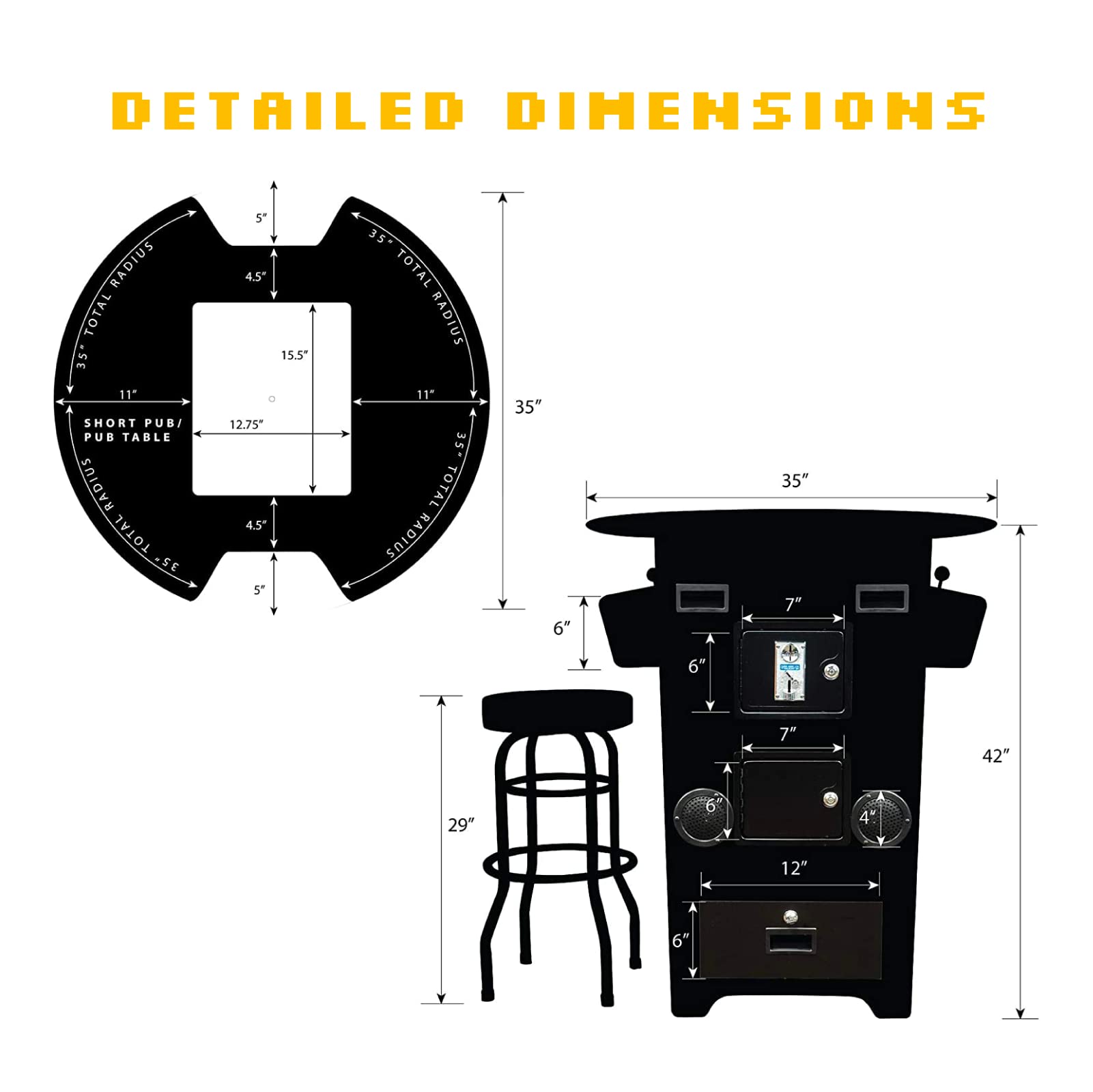 Creative Arcades Full-Size Commercial Grade Machine -Pub Style Arcade Table for 2 Player Cabinet for Home, 412 Games, Multiplayer Control Panel and Screen Size 22 inch.