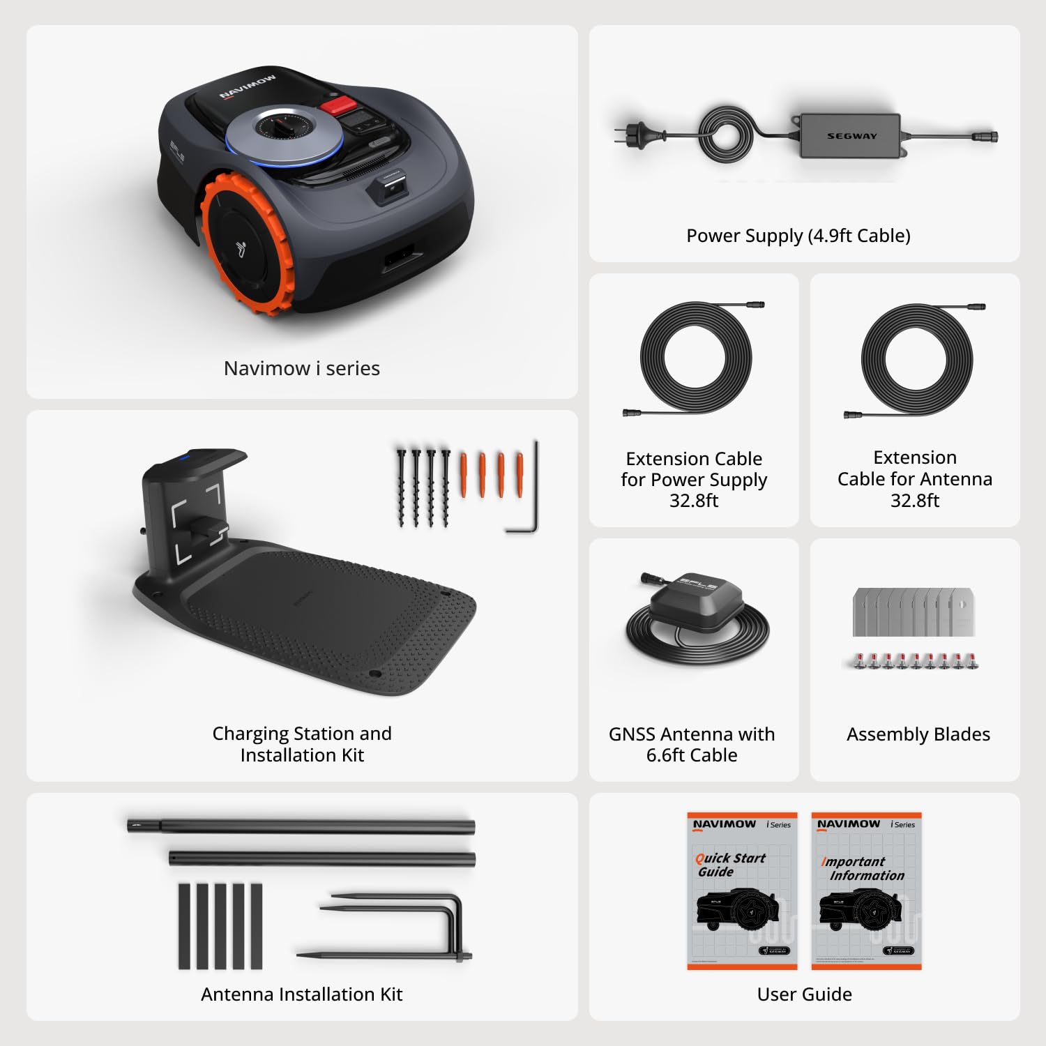 Segway Navimow i210 AWD Robot Lawn Mower Wire Free with Garage S, All-Wheel Drive for 45% Slopes, EFLS NRTK + Vision Auto Mapping, Covers 1/4 Acre (Garage Shipped Separately)