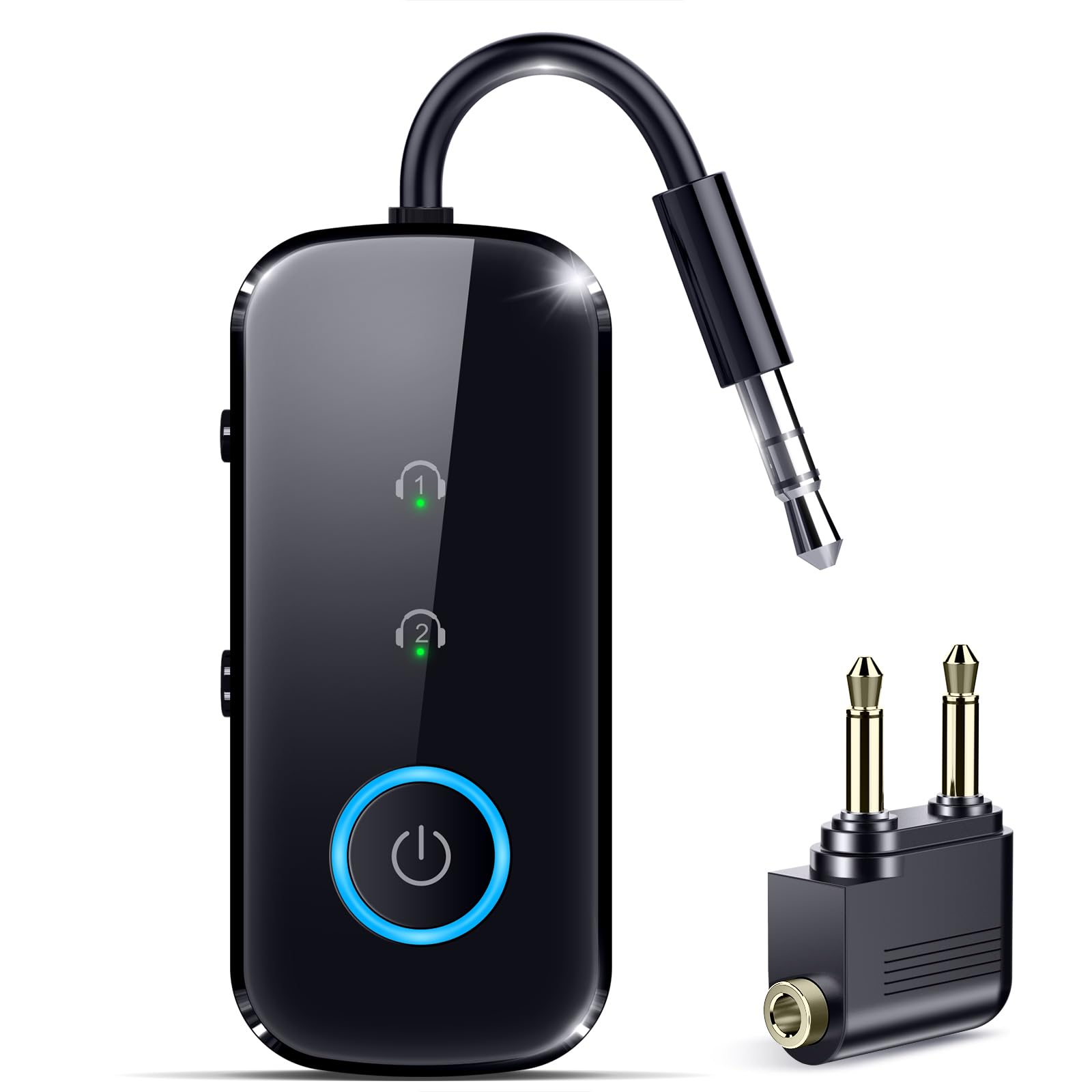 Premium Pro Bluetooth 5.4 Transmitter Receiver,Airplane Audio Adapter,Wireless Transmitter for TV/Travel Flight,Airline,Gym.Compatible with 2 AirPods/Headphones,Bluetooth Receiver for Car/Home Stereo