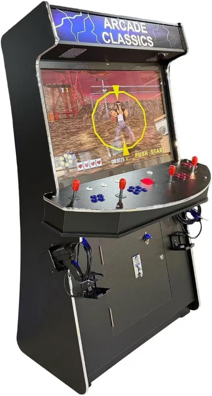 Top Us Video Arcades 4 Player Games 6200 Games 43 inch Screen Black Full Size Commercial Grade Upright Standup Arcade Machine with 2 Game Guns Included