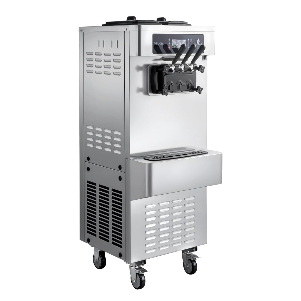 VEVOR Commercial Ice Cream Machine, 21 QT/H Soft Serve Ice Cream Maker with LCD Panel Auto Clean 3-Flavor Pre-cooling for Restaurant Snack Bar