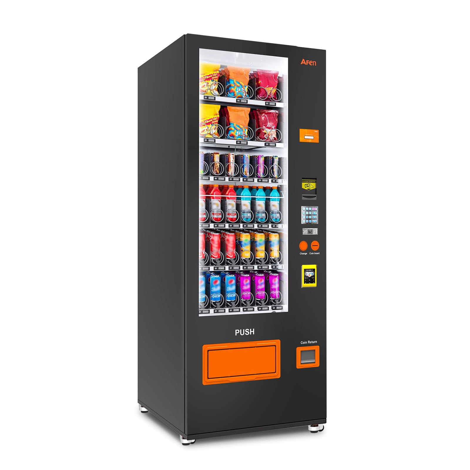AFEN Commercial Vending Machine, 36 Slot Snack and Drink Combo Vending Machine Refrigerated Smart Mini Vending Machine for Business, Mobile Management, with Card Reader Only