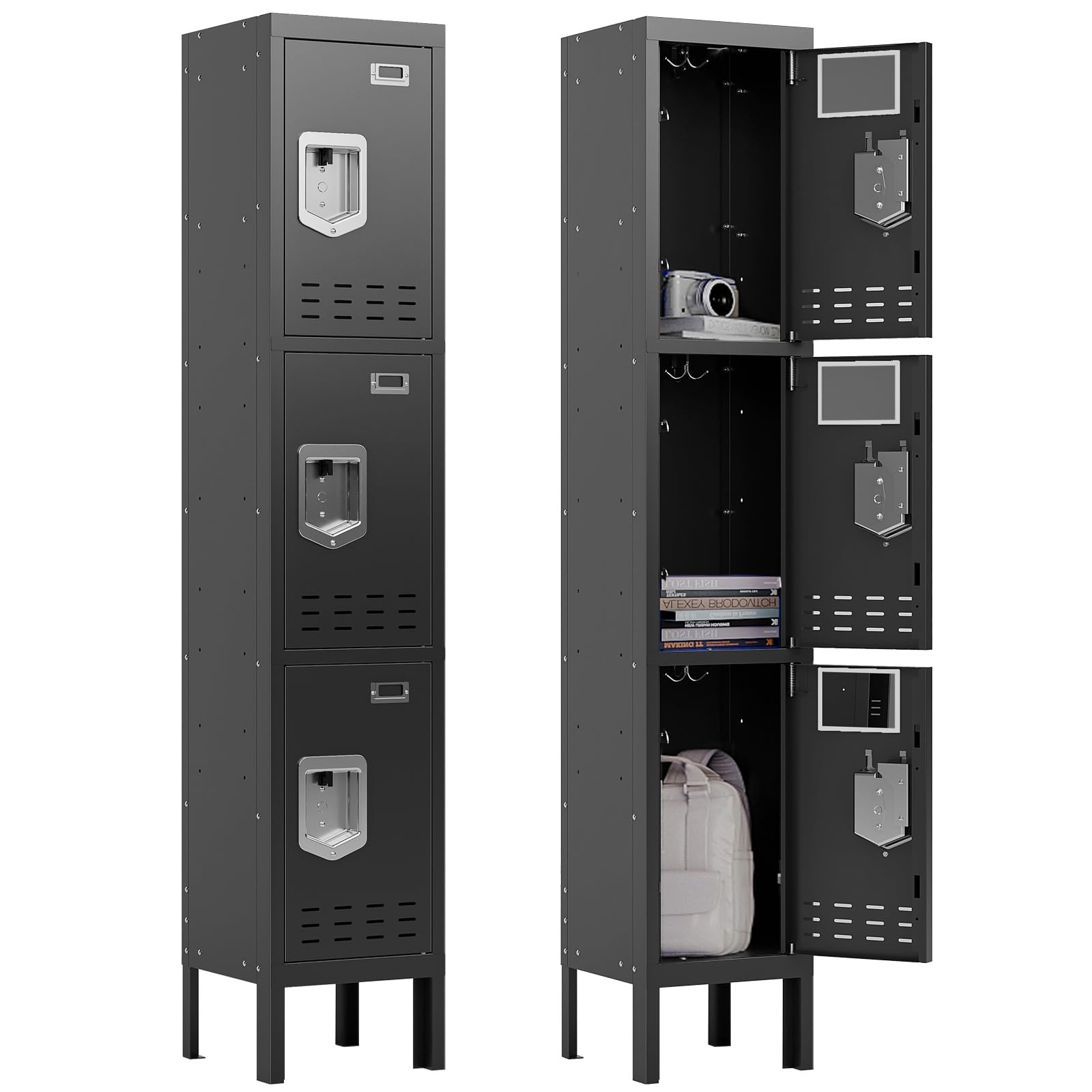 BUTISOW Metal Lockers - 66" Height Steel Lockers for Employees with 5 Door Storage Locker with Card Slot for Employees Gym School Home Office Garage - Assembly Required