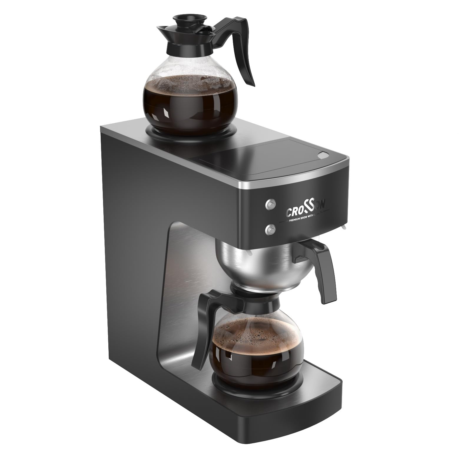crosson 200 Cup/hour Commercial Drip Coffee Maker, 7.2L Pour Over Coffee Brewer with 4 Glass Decanter&Warmers and Easy Clean Fingerprint Free Housing and 304 Stainless Steel Funnel,