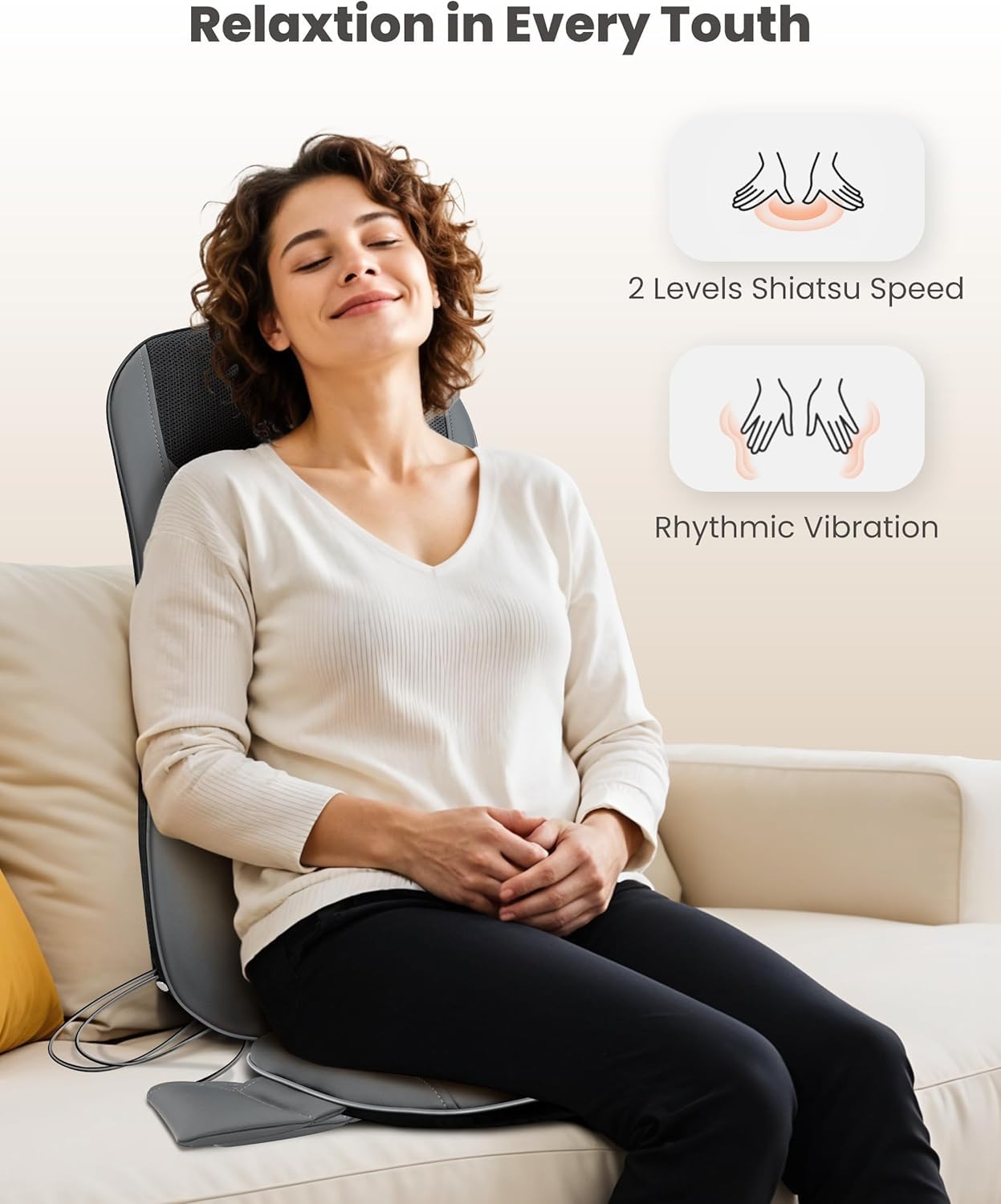 COMFIER Shiatsu Full Back Massager,Massage Chair Pad with Heat,2D/3D Massage Seat Cushion,Chair Massager with 10 Shiatsu Nodes, Rolling Kneading Chair Pads for Lower Back,Father Day Gifts