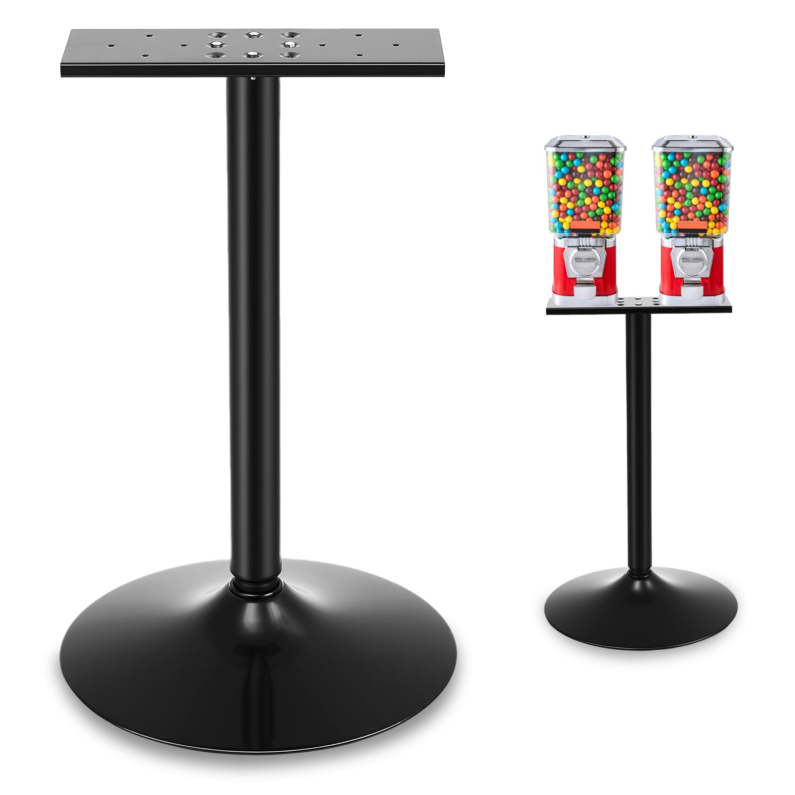 Maxdot Double Metal Stand for Gumball Machine Candy Popcorn Vending Specially Made for 2 Small Candy Machines Cast Iron 28” Tall with 18” Round Base Replacement Part, Black Only The Stand