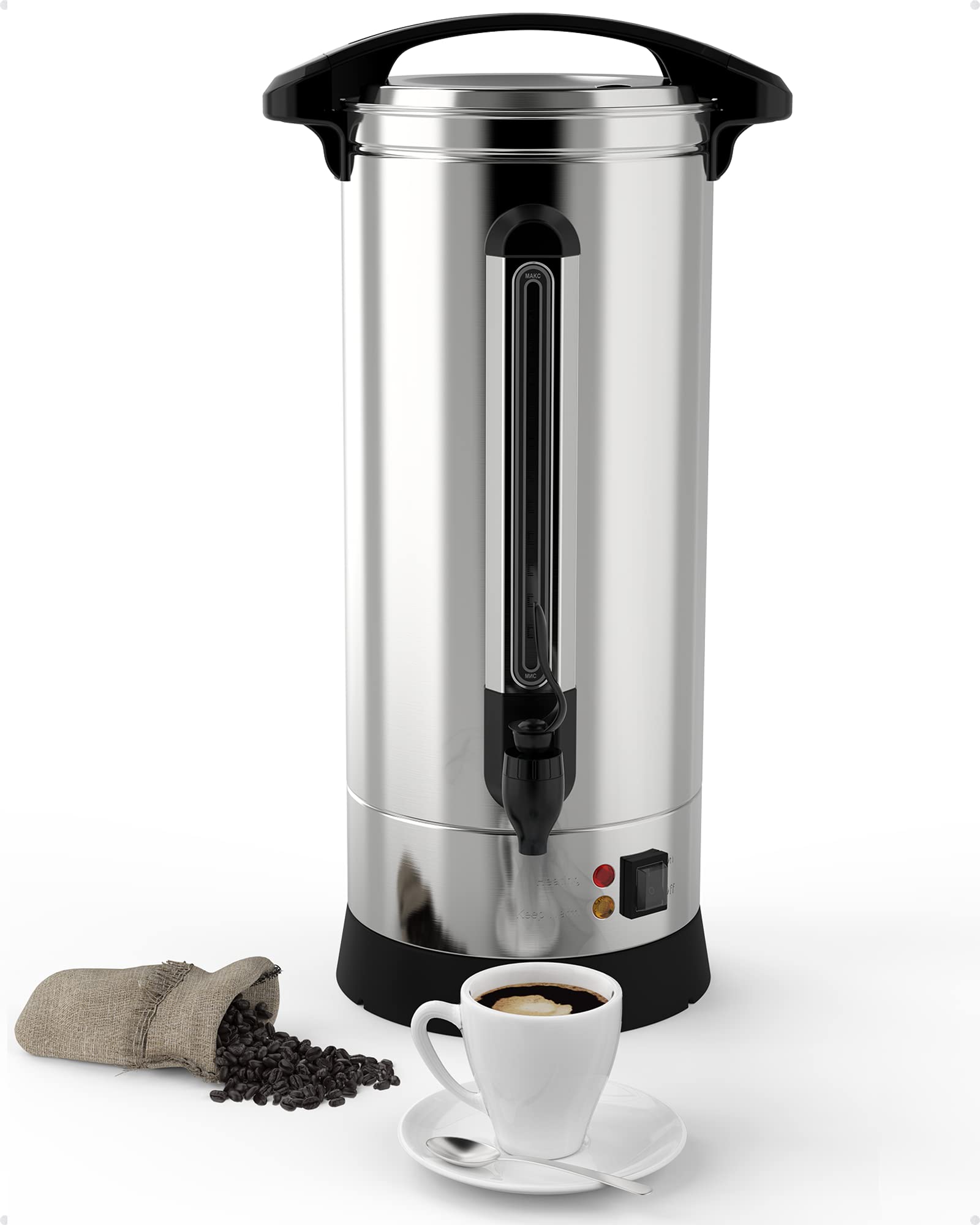 100 Cup Commercial Coffee Maker, [Quick Brewing] [Food Grade Stainless Steel] Large Coffee Urn Perfect For Church, Meeting rooms, Lounges, and Other Large Gatherings-14 L