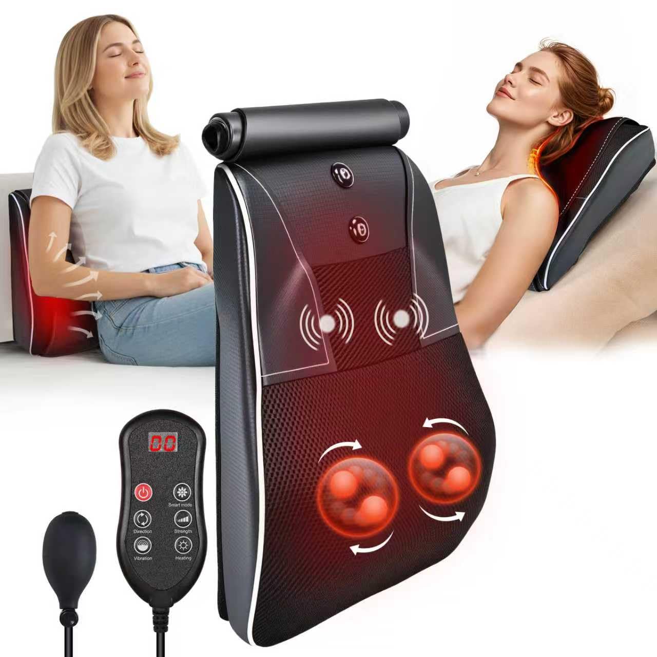 Shiatsu Neck and Shoulder Massager with Heat, Back Massager for Pain Relief Deep Tissue, 3D Kneading Massager for Chair Home Office Car, Gifts for Mom, Dad, Women (Black)
