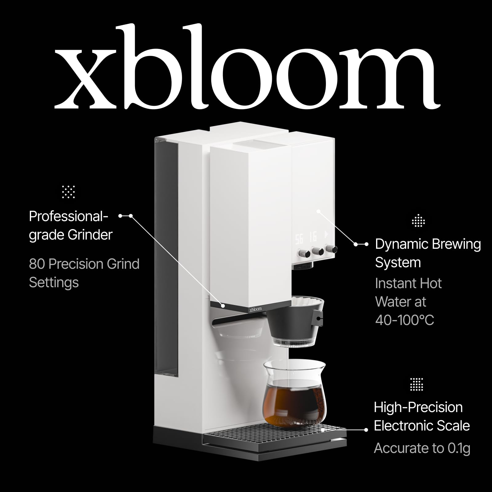 xBloom Studio Coffee Machine – Drip Coffee Maker with Built-in Grinder and Scale, 3 Automation Levels, App Connected Pour Over Coffee Maker for Specialty Coffee Lovers, Sage Green x Gold