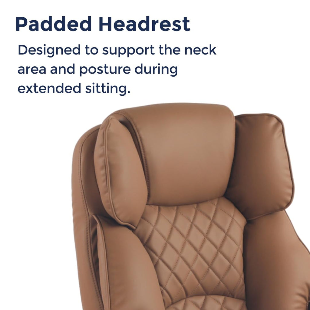 Ergonix Massage Office Chair with 2-Point Kneading & Heat | Reclining Ergonomic Executive Desk Chair | Adjustable Height Footrest Lumbar Support | 500 lbs Capacity | Dark Brown Leather