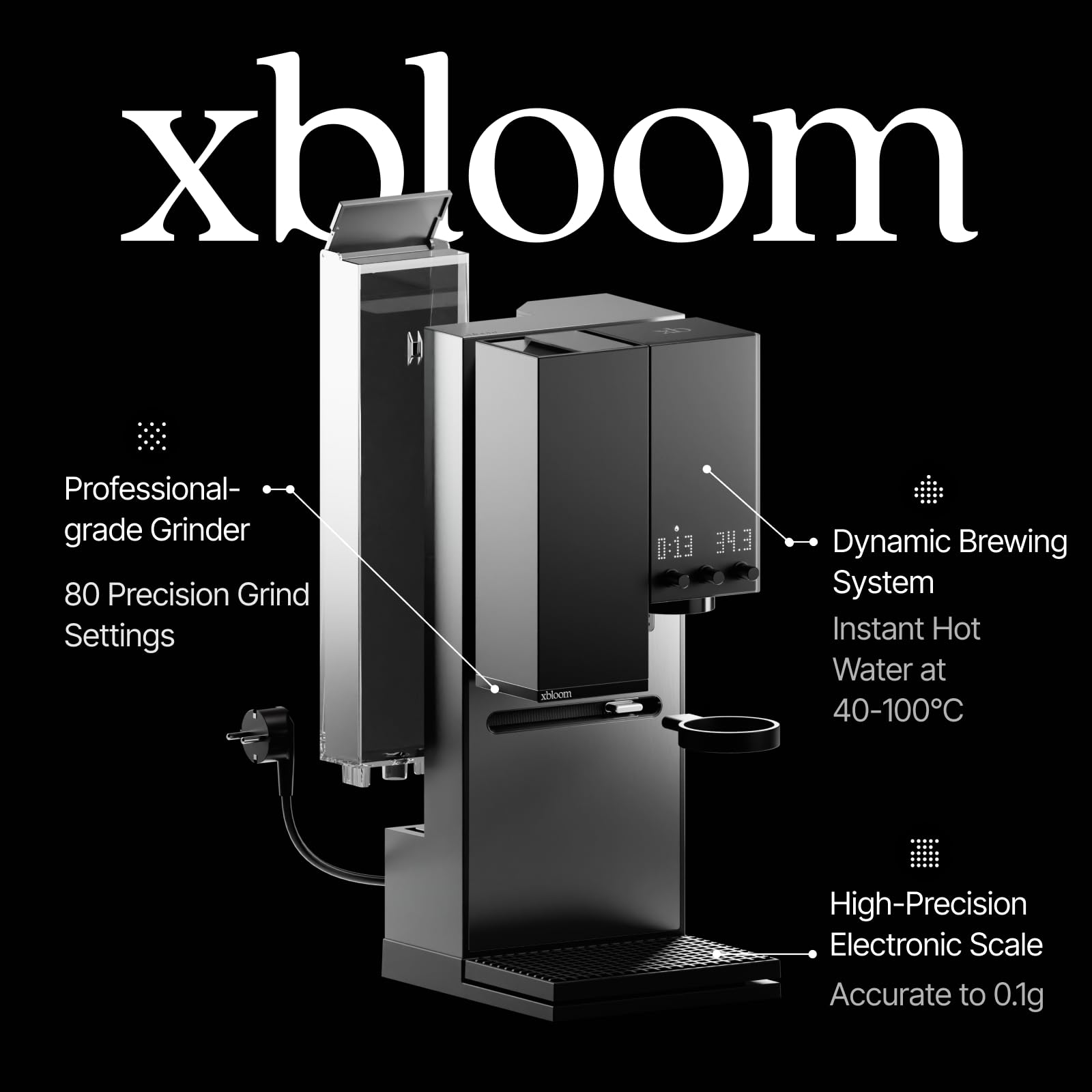 xBloom Studio Coffee Machine – Drip Coffee Maker with Built-in Grinder and Scale, 3 Automation Levels, App Connected Pour Over Coffee Maker for Specialty Coffee Lovers, Sage Green x Gold