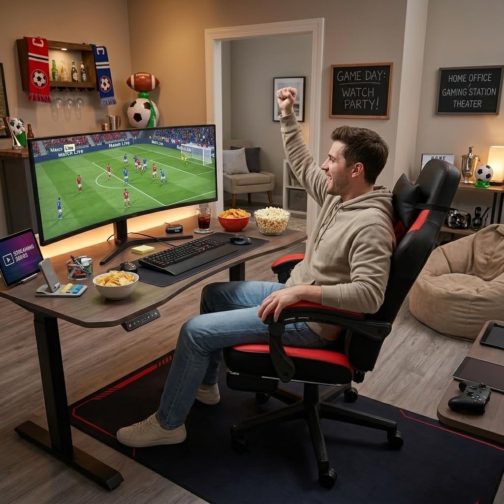 Gaming Chair for Adult, Computer Chair with Footrest Video Game Chair Big and Tall Gaming Chair with Massage Lumbar Support, Adjustable Height and 360° Swivel Seat(Grey)
