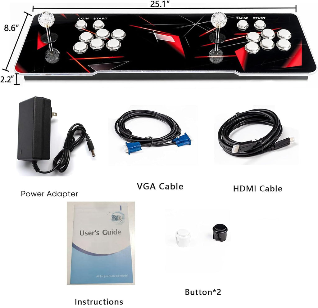 【 35000 Games in 1 】 70S Pandoras Box Arcade Game Console Retro Game Machine for Home PC & TV, 2-4 Players, 1280X720, Support 3D , Search/Hide/Save/Load/Pause , Favorite List,Double Stick