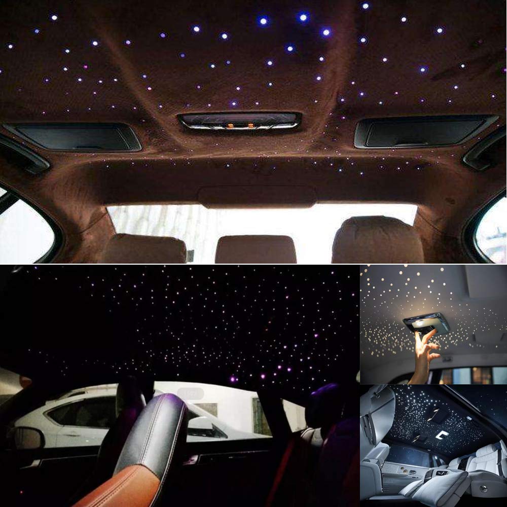 AKEPO Shooting Star+Twinkle Fiber Optic Lights Kit, Car Home Use Meteor APP Control Music Activated Star Ceiling Sky Light, RGBW Light Engine+Mixed Diameter Fibers 460pcs of 9.8ft/3m+Remote