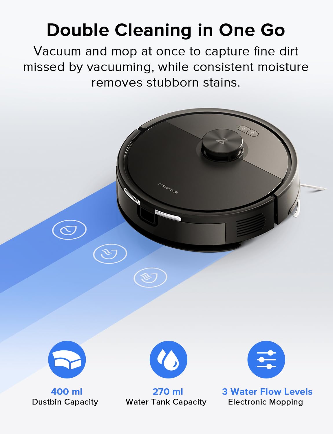 roborock Q10 S5+ Robot Vacuum and Mop, 10,000Pa Suction, Upgraded from Q8 max+, 70 Days Self-Emptying, Obstacle Avoidance, Sonic Mopping, Dual Anti-Tangle Design, Auto Mop Lifting, Black
