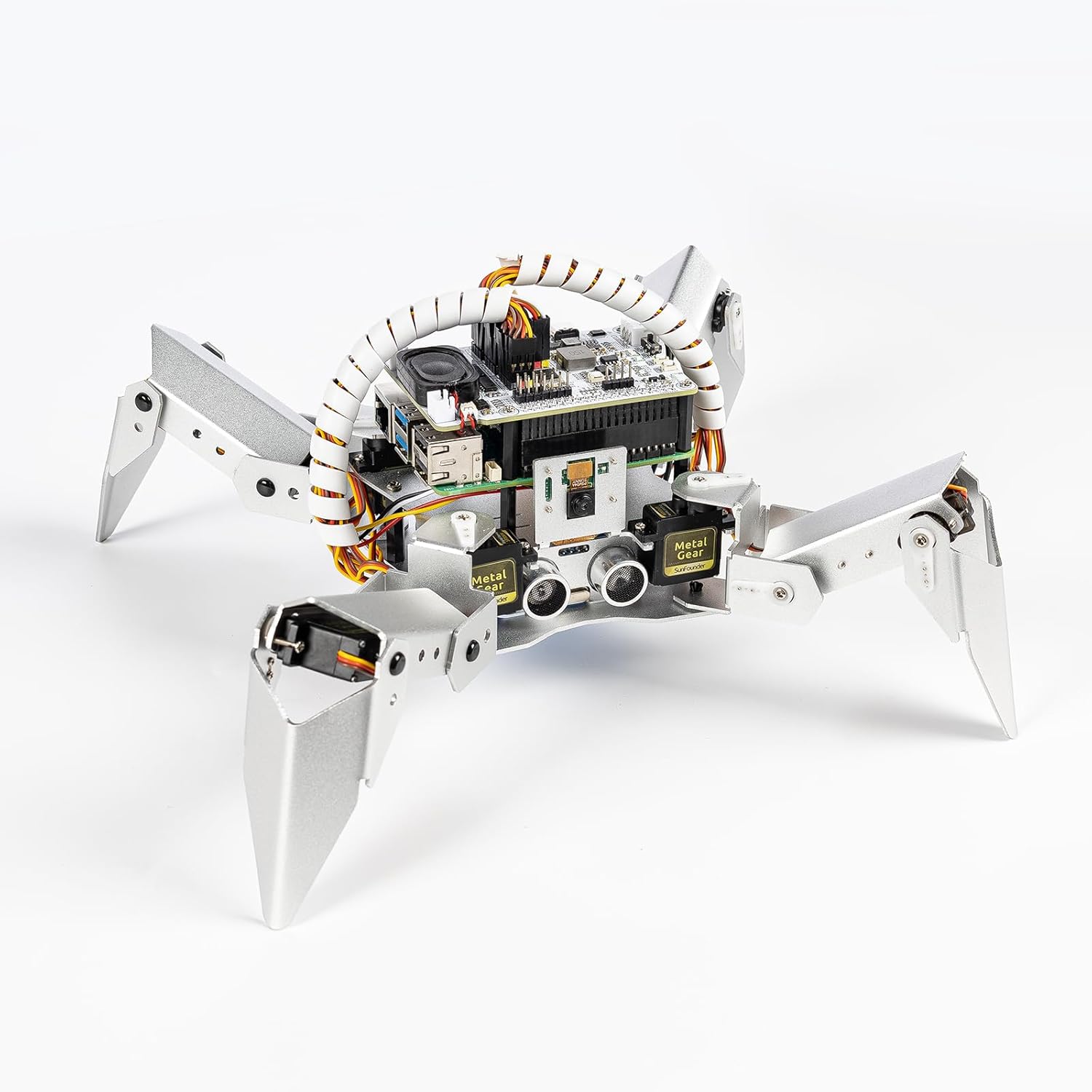 SunFounder PiCrawler AI Robot Kit for Raspberry Pi 5/4/3B+/Zero 2W, Openclaw LLMs ChatGPT/Gemini/Grok, Voice&Video Recognition, Python/Scratch, Mic, Battery, Camera (RPI NOT Included)