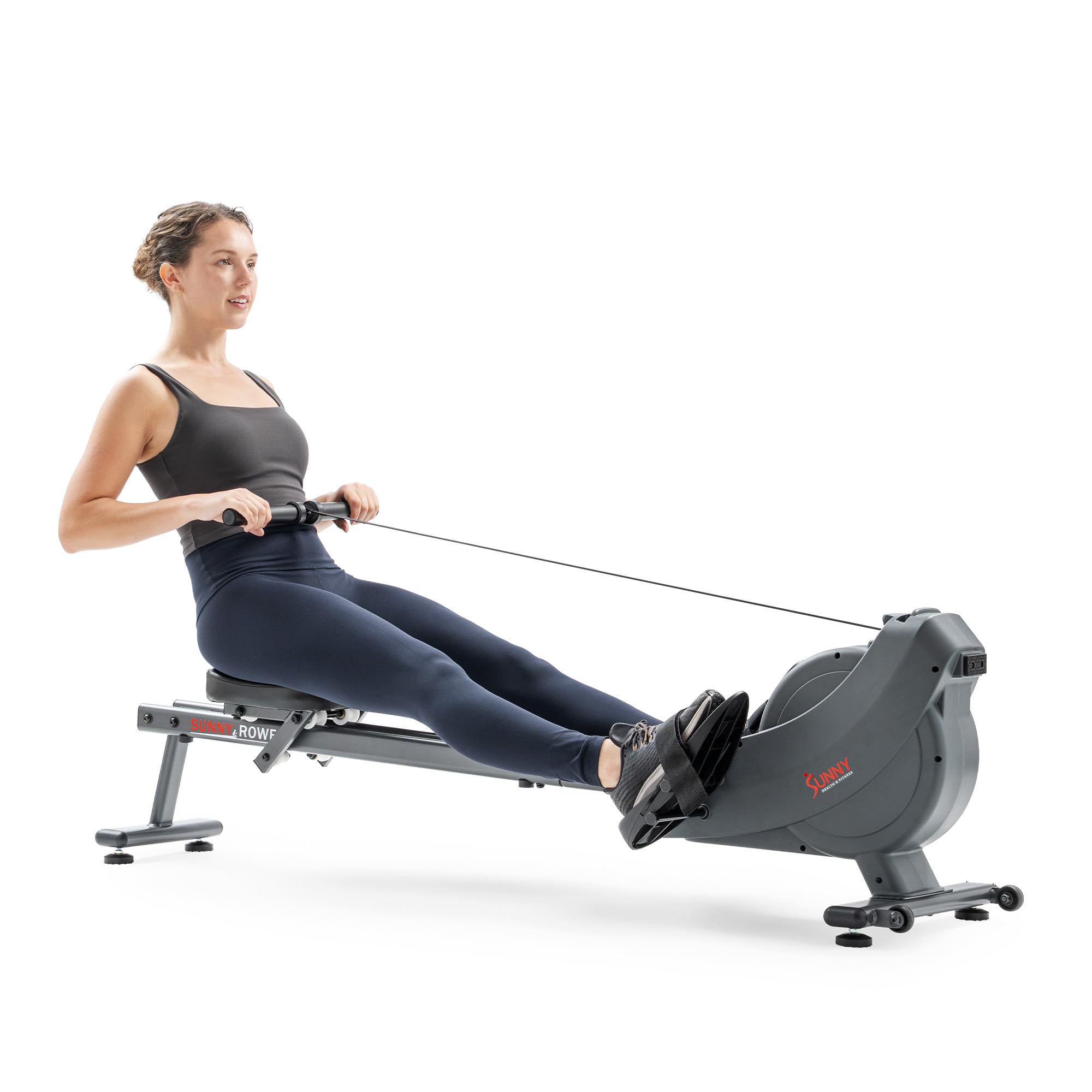 Sunny Health & Fitness Smart Magnetic Rower, Compact Quiet & Smooth Rowing Machine for Full-Body Cardio Exercise, Free SunnyFit Training App Connection