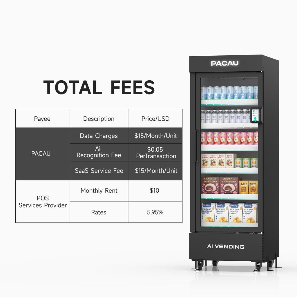 Ai Smart Vending Machine, 800 Bottle Refrigerated Snack and Drink Combo Vending Machine with Vision Recognition, Cashless Card Reader & App Management for Office, School, Gym