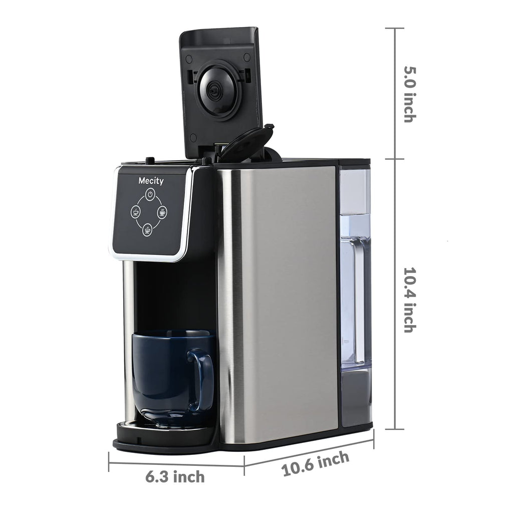 Mecity Pink Coffee Maker 3-in-1 Single Serve Coffee Machine, For Flat Bottom Coffee Capsule, Ground Coffee, 6 to 10 Ounce Cup, Removable 50 Oz Water Reservoir, 120V 1150W