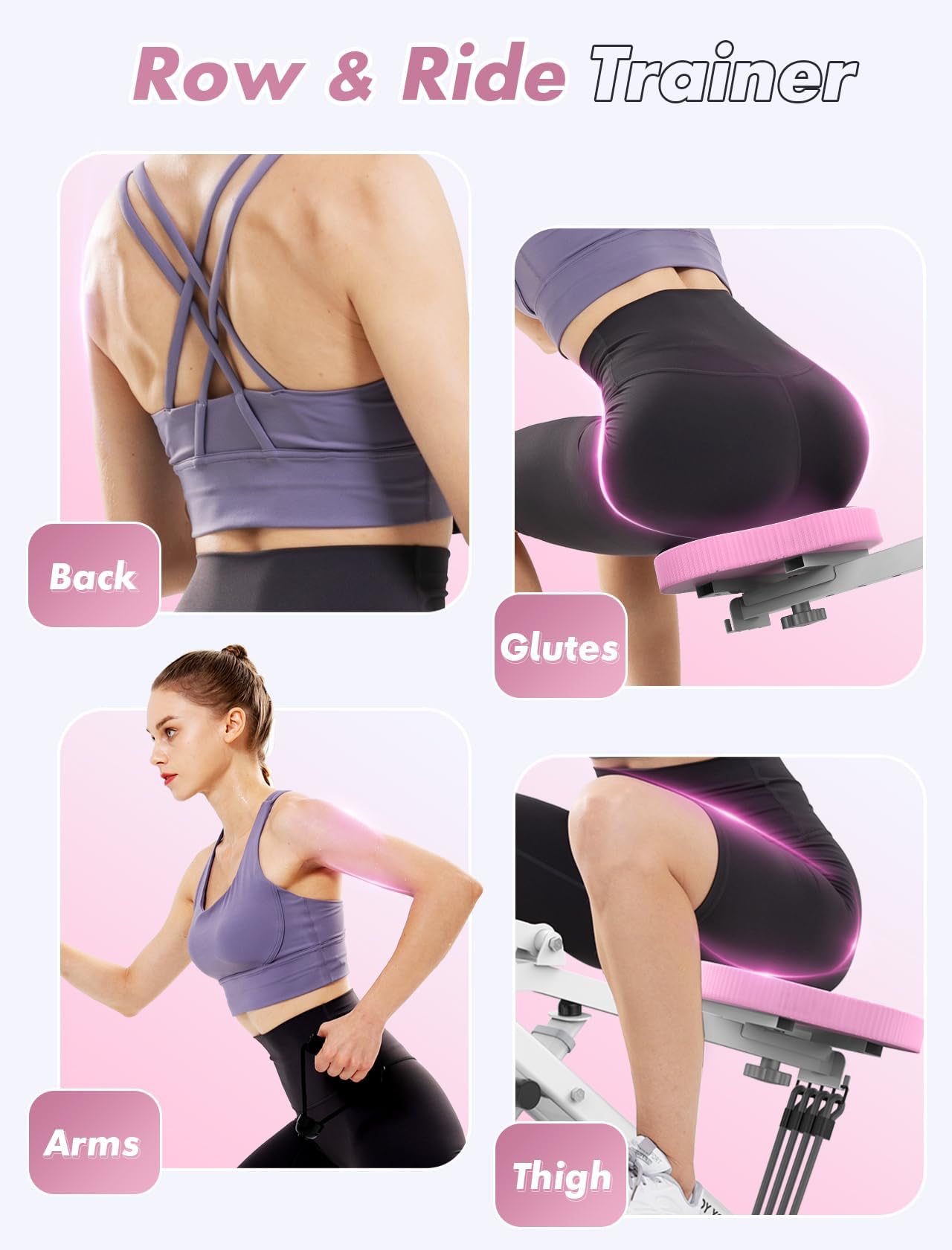 Sportsroyals Squat Machine, Squat Assist Rower for Glutes and Thighs, Foldable Exercise Equipment w/ Four Adjustable Resistance for Home, Full Body Workout Machine