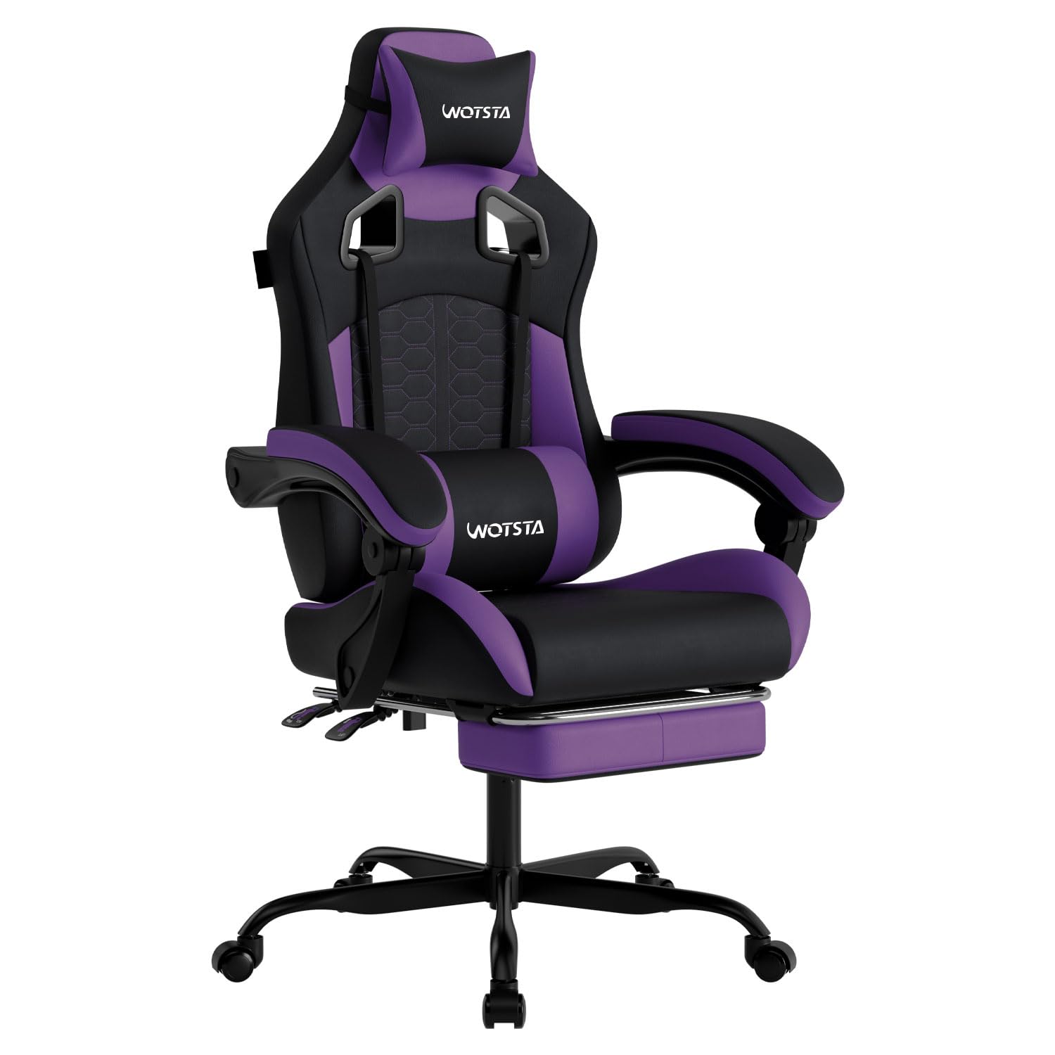 Gaming Chair with Massage,Ergonomic PC Gaming Chair with Footrest Comfortable Headrest and Lumbar Support, High Back, 300LBS (Grey)