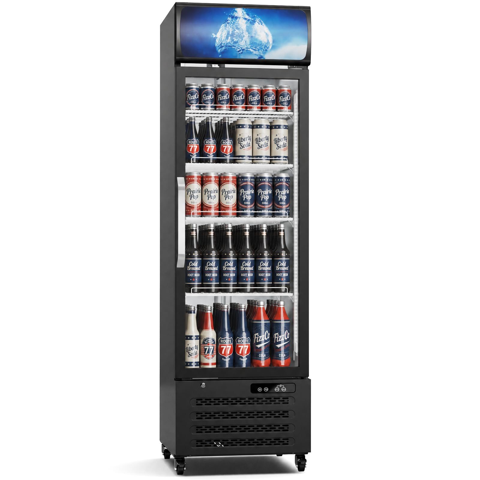 ETL & DOE Certified Commercial Beverage Refrigerator 14.8 Cu Ft, Commercial Display Fridge with Glass Door, Upright Merchandiser Refrigerator Cooler with Front LED Light for Stores, Restaurant, Office