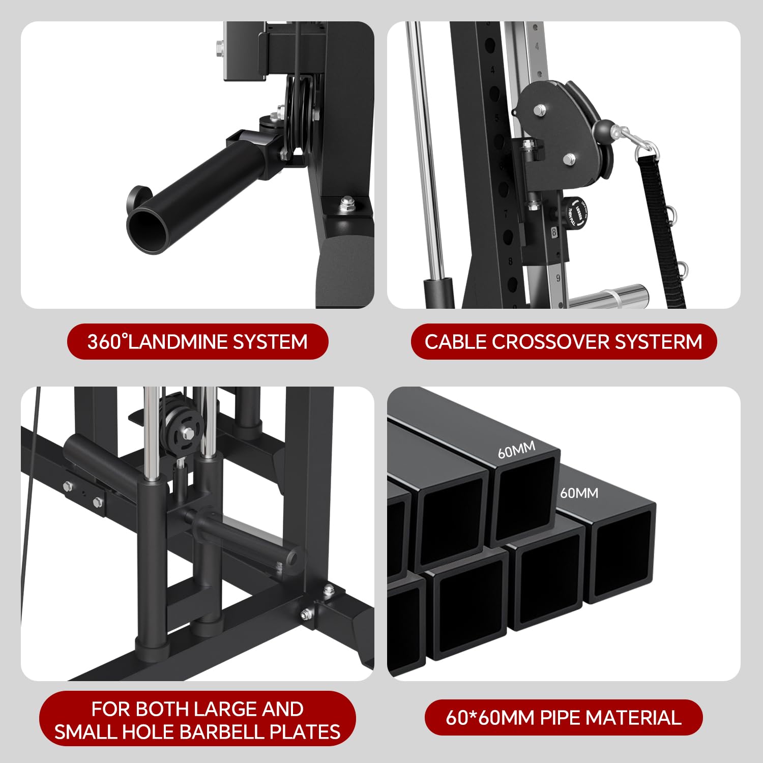 SPART Workout Station Angled Smith Machine with Bench,Cage System-Home Gym Multifunction Rack,Workout Equipment with Smith Bar, LAT Pull-Down Systems, Cable Crossover Machine and Cable Attachment
