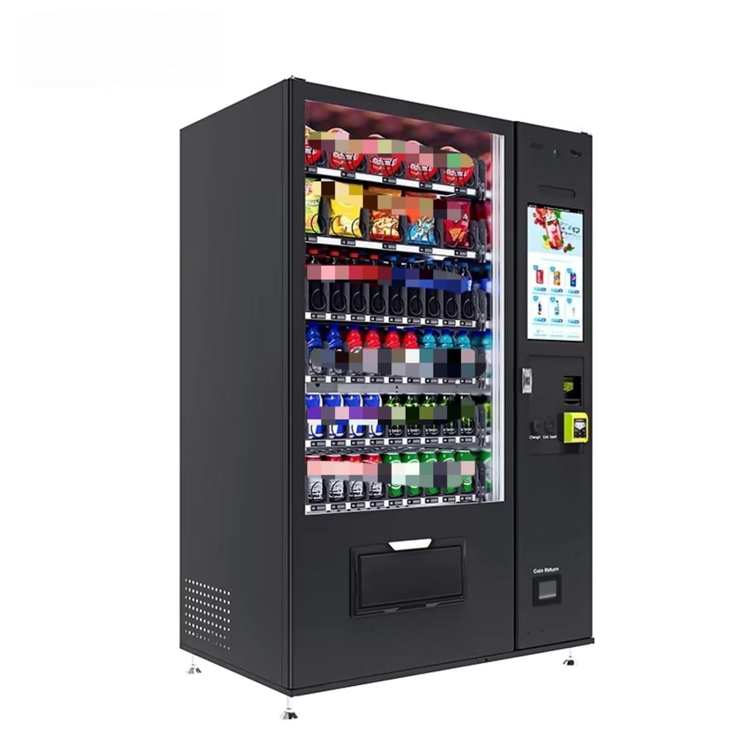Snack Vending Machine with Remote Monitoring, Card Reader, 60 Selection Outdoor Combo Snack and Drink Smart Dispenser,Vending Machine for Snacks, Cold Drinks and Coffee