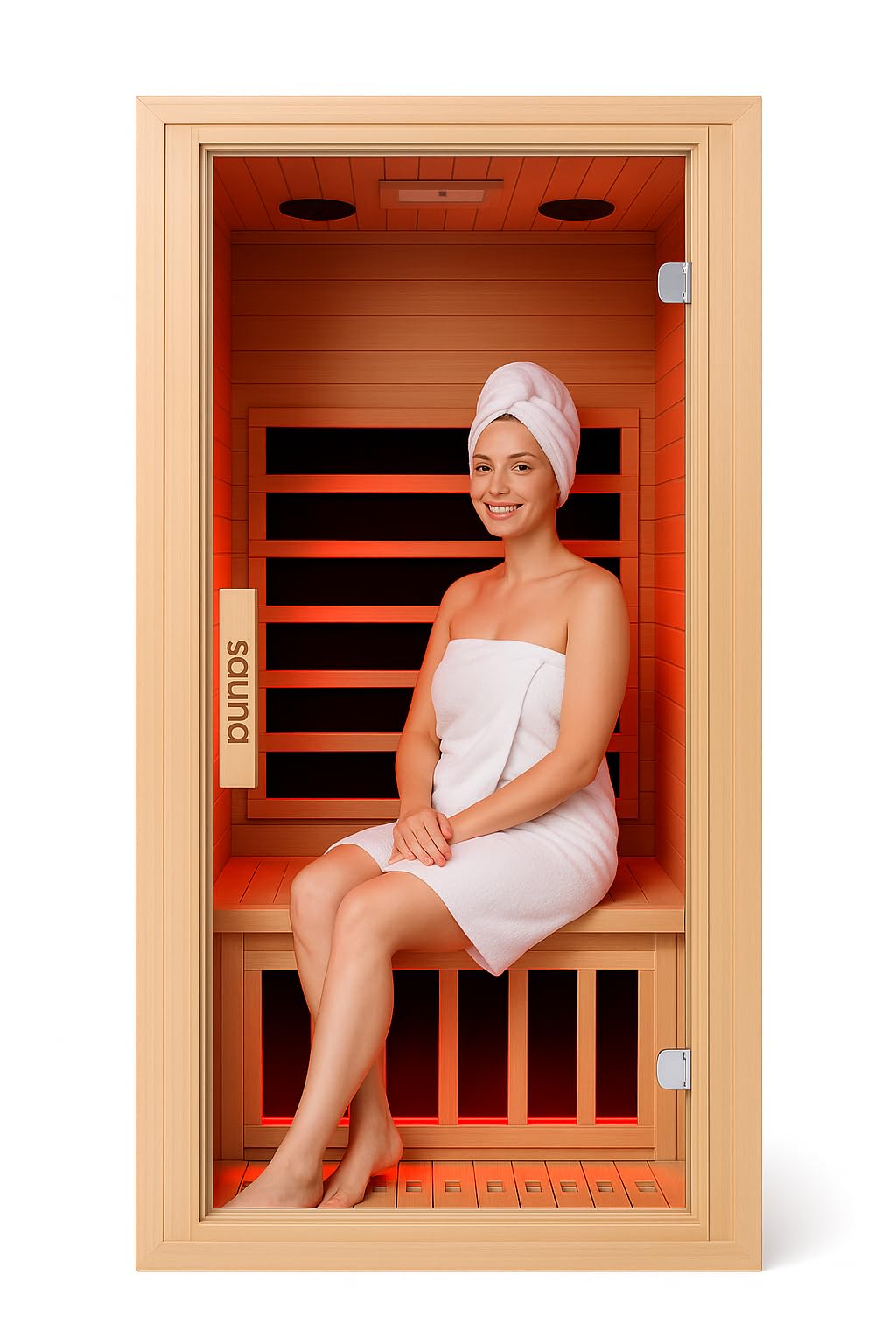1350W Far Infrared Home Sauna, Energy-Efficient Fast-Heating Indoor Sauna Room with Bluetooth & 7-Color Therapy, Canadian Hemlock Wood, Modular Design - Ideal for Home Gym, Family Relaxation