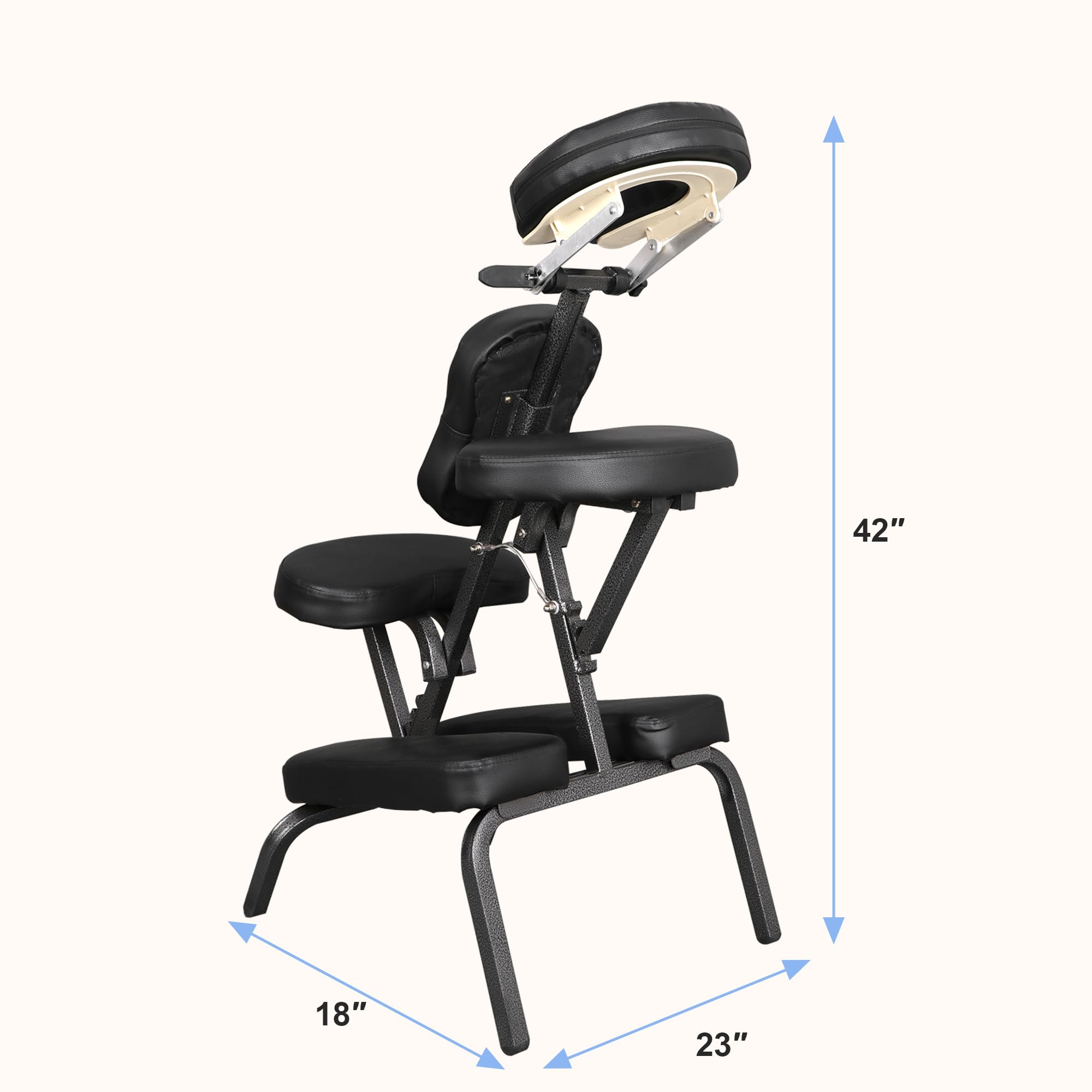 HomGarden Portable Massage Chair Foldable Salon Massage Chair with Adjustable Face Cradle High-Density Cushion Travel Tattoo Spa with Carrying Bag(Black)