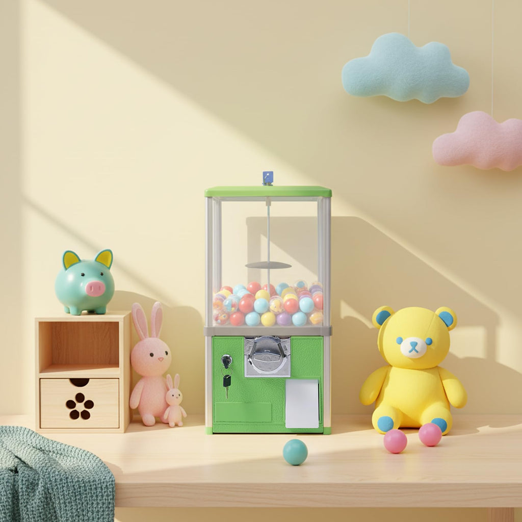 Big Capsule Vending Machine,25 Cent Commercial Vending Machine,Gumball Machine,Coin Operated Vending Machines for 1.77in Capsule,Dispenser Prize Machine for Game Stores(Blue)