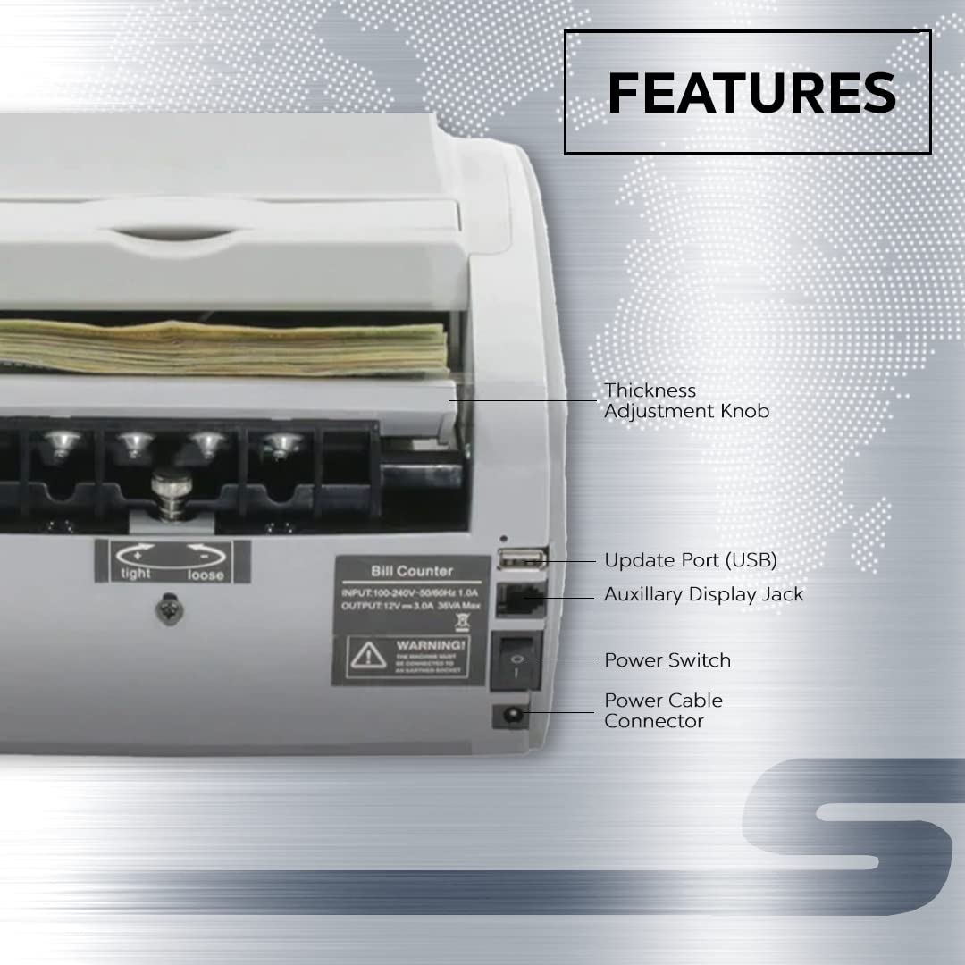 Money Counter Machine UV/MG/IR/DD/DBL/HLF/CHN Counterfeit Money Detection Bill Counter with LCD Display, S1070