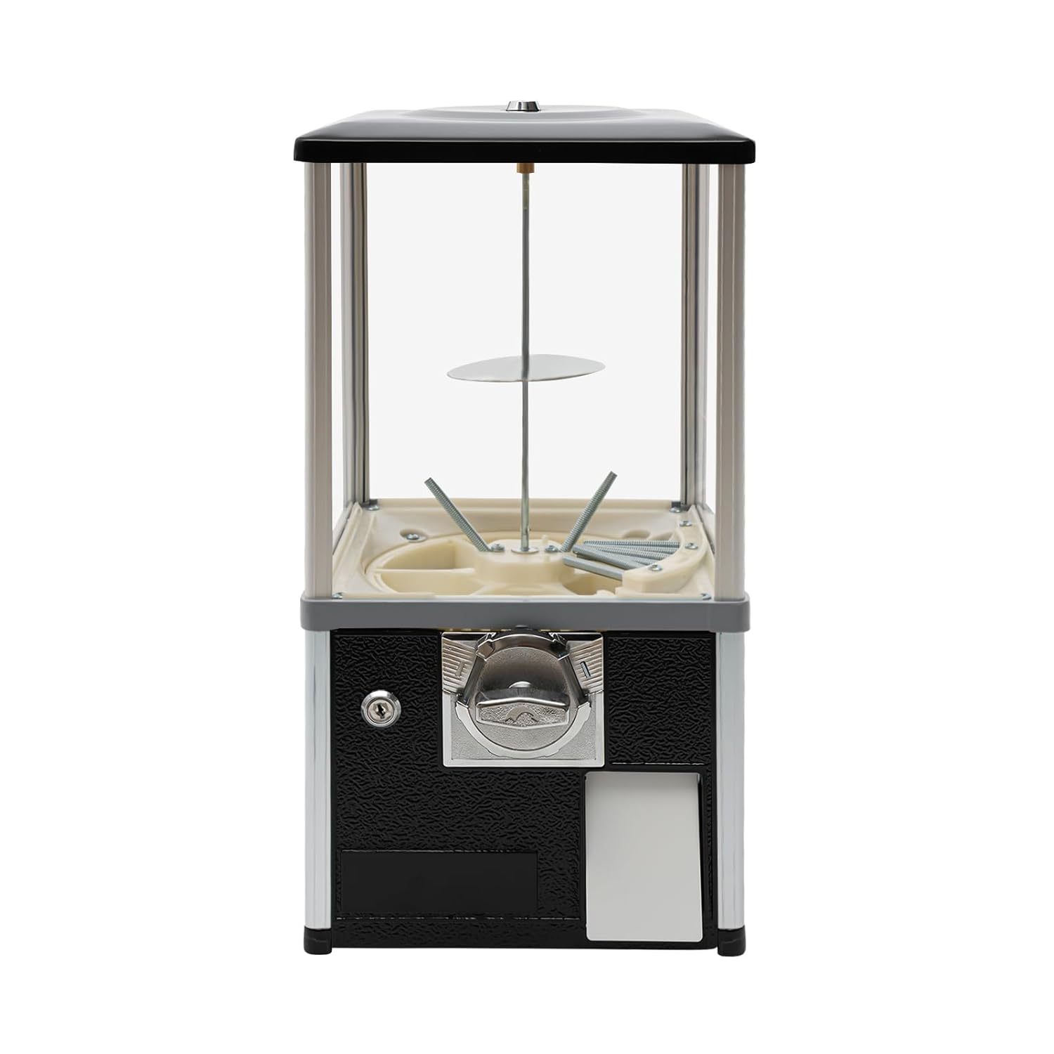 Freestanding Vending Machine,45-50mm Capsule Toys Small Vending Machine 4 * 25Cents Coin Gumball Machine Rectangle Bubble Gum Machine for Game Stores,Coin Operated Gumball Bank